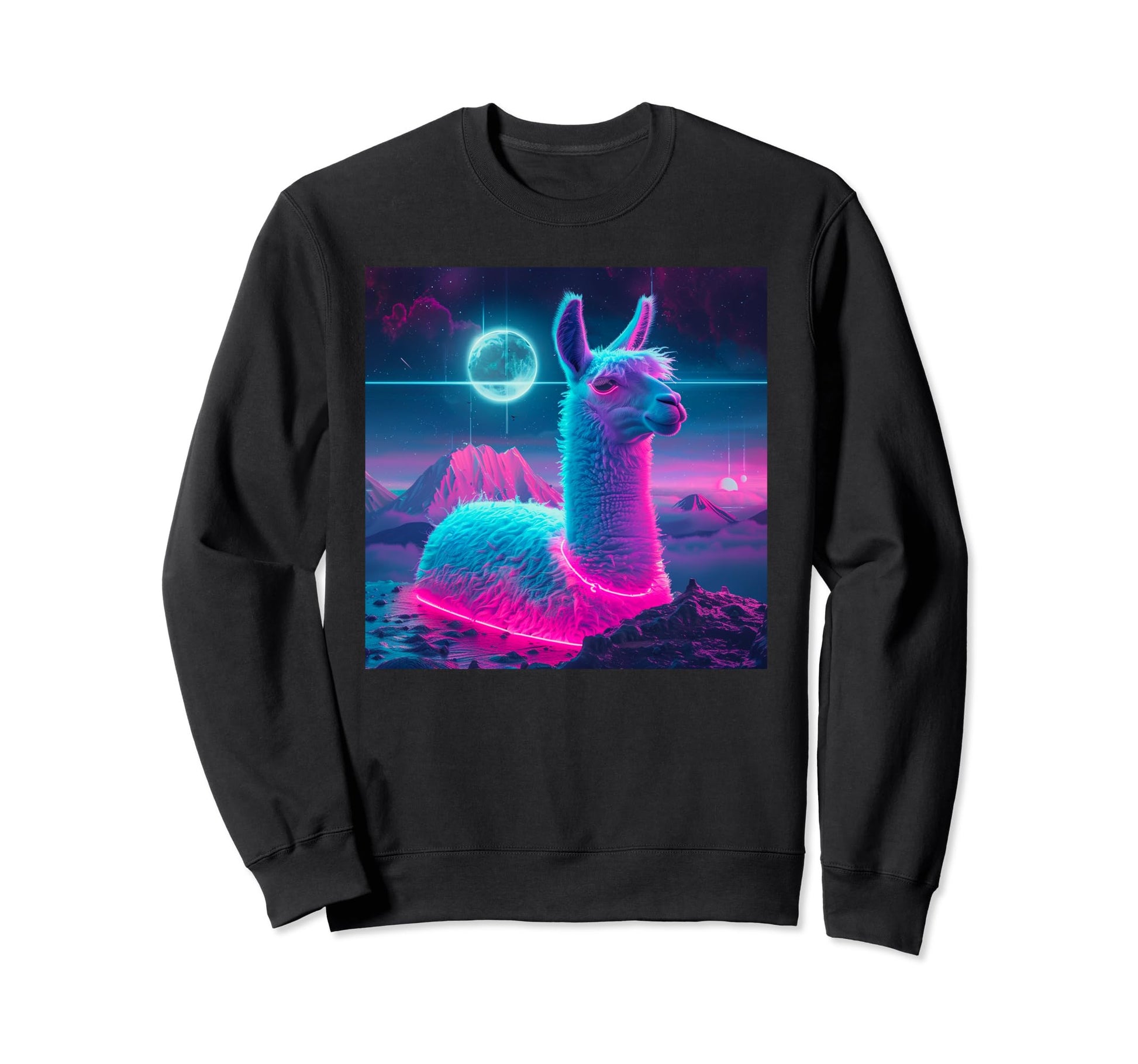 Aesthetic Vaporwave 80S 90S Llama Sweatshirt - Custom Art Print for Adults - T-Shirt, Sweatshirt, Hoodie