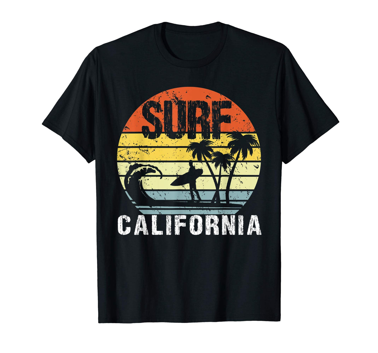 California Ca Skyline Surf Surfing T-Shirt - Custom Art Print Unisex - T-Shirt, Sweatshirt, Hoodie