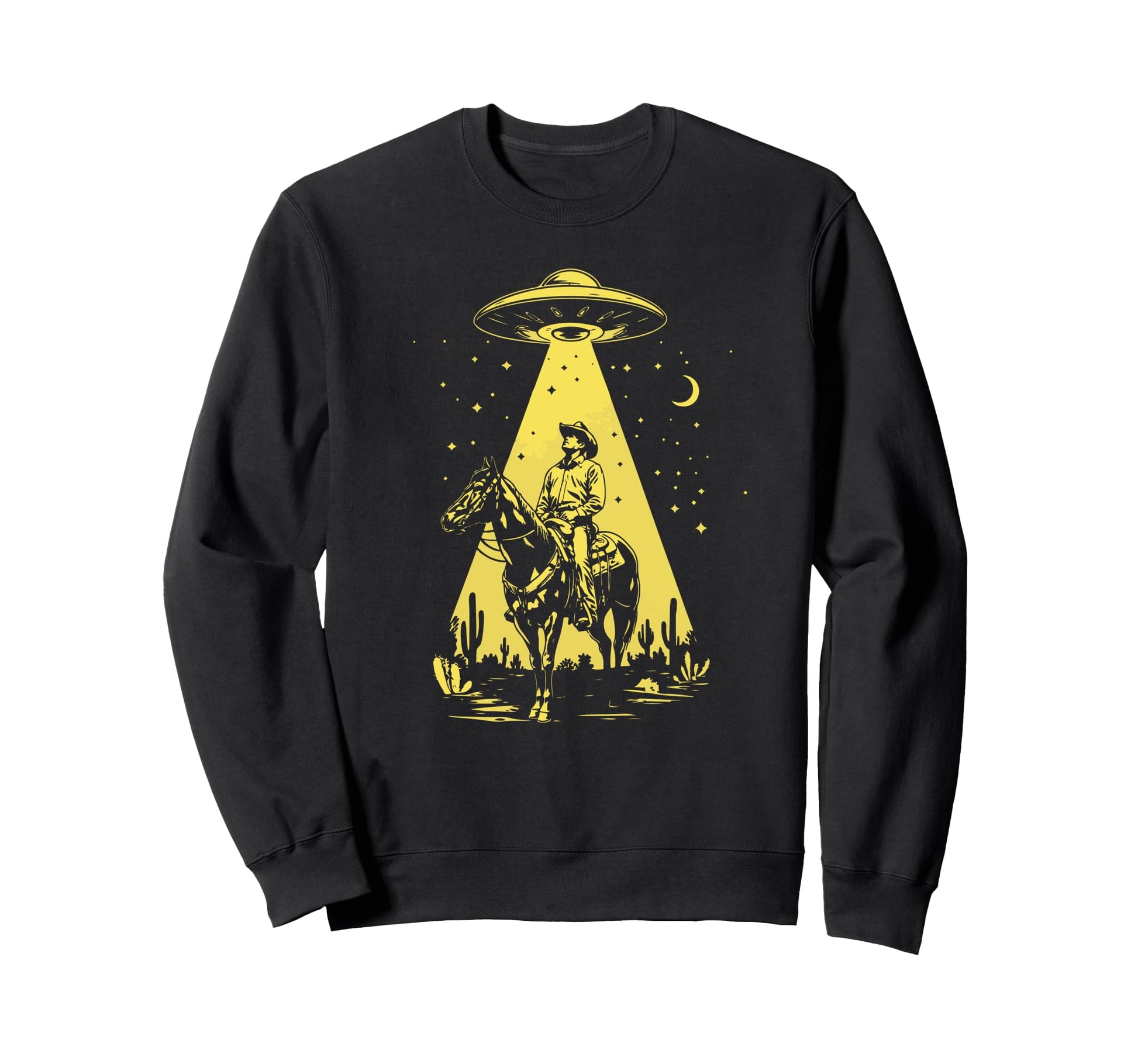 Cowboy Ufo Abduction Wild West Sweatshirt - Aesthetic Graphic Men Women - T-Shirt, Sweatshirt, Hoodie