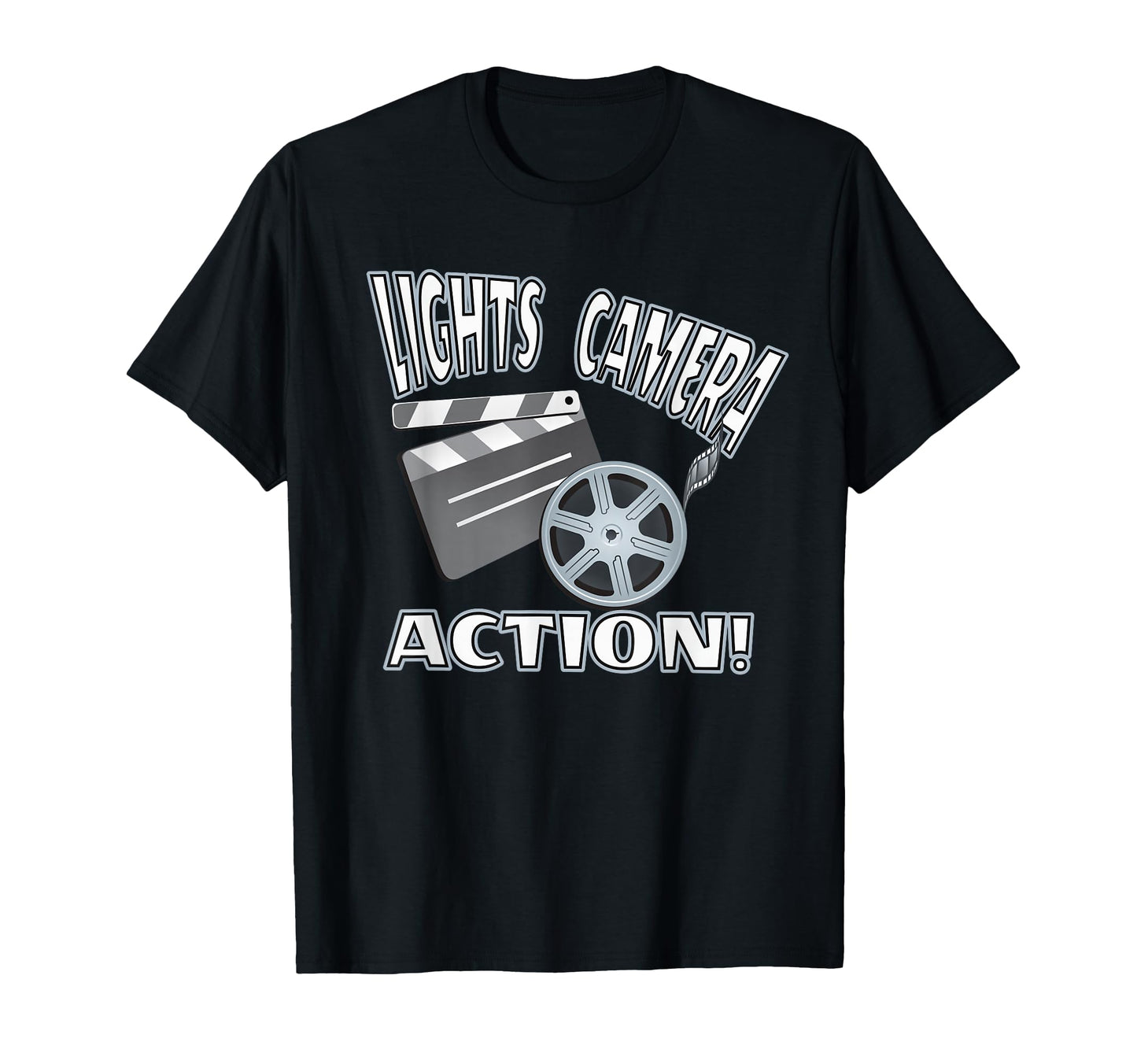 Lights Camera Action Filmmaking Movie T-Shirt - Minimalist Print Men Women - T-Shirt, Sweatshirt, Hoodie