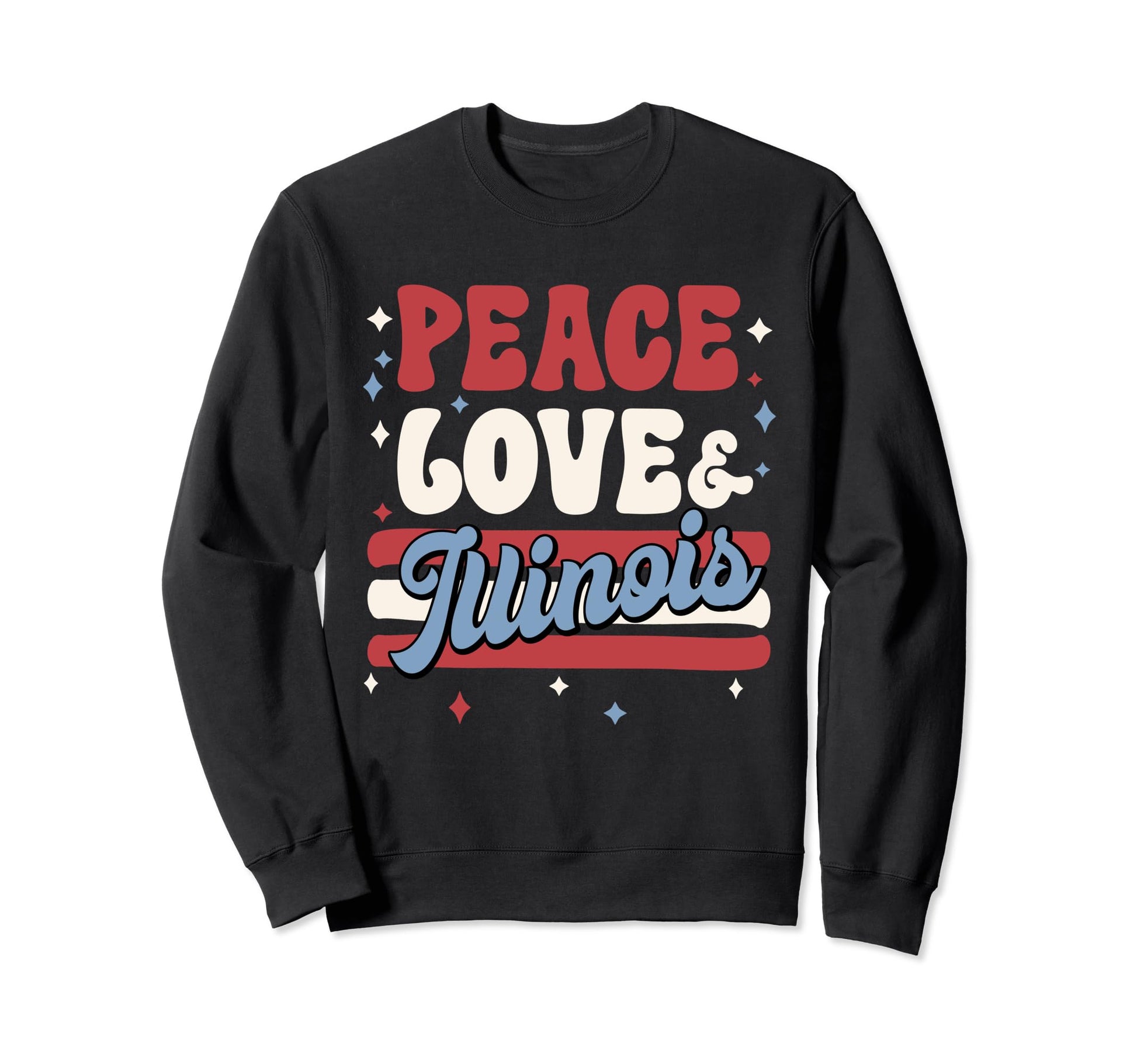 Peace Love Illinois Il 4Th July Sweatshirt - Custom Art Print Men Women - T-Shirt, Sweatshirt, Hoodie