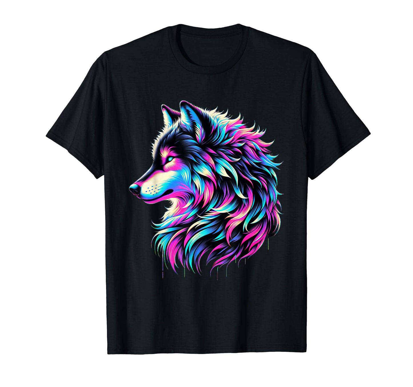 Wolf Vaporwave Aesthetic 80S 90S T-Shirt - Custom Art Print for Adults - T-Shirt, Sweatshirt, Hoodie