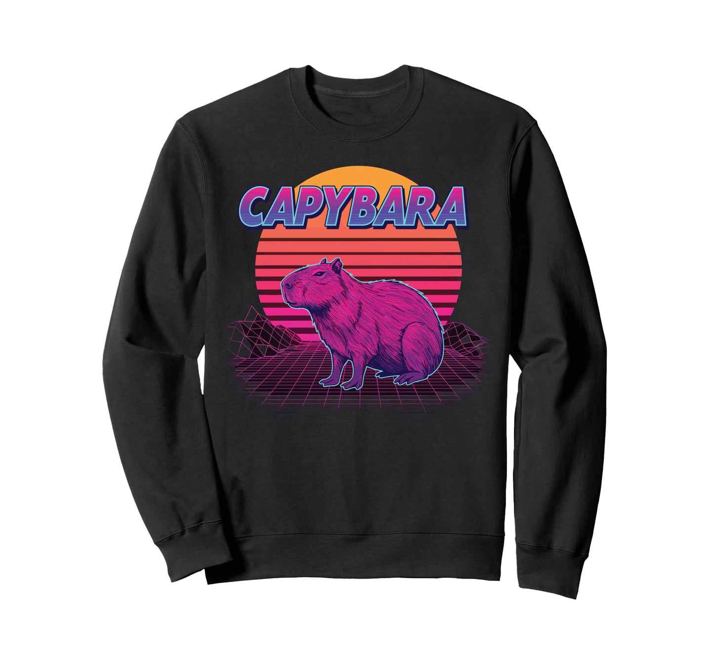 Capybara Vaporwave 80S Aesthetic Sweatshirt - Minimalist Print for Adults - T-Shirt, Sweatshirt, Hoodie