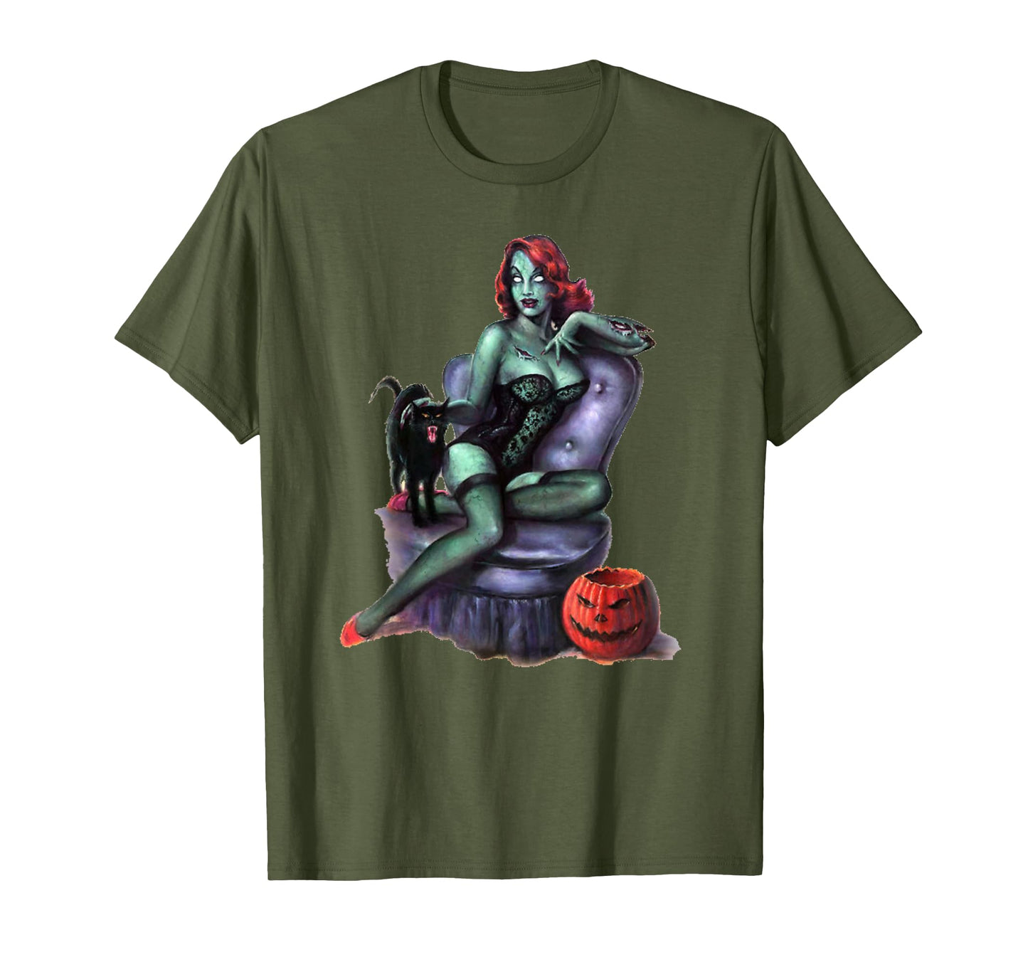 Zombie Pin Up Halloween T-Shirt - Fun Novelty Design Men Women - T-Shirt, Sweatshirt, Hoodie