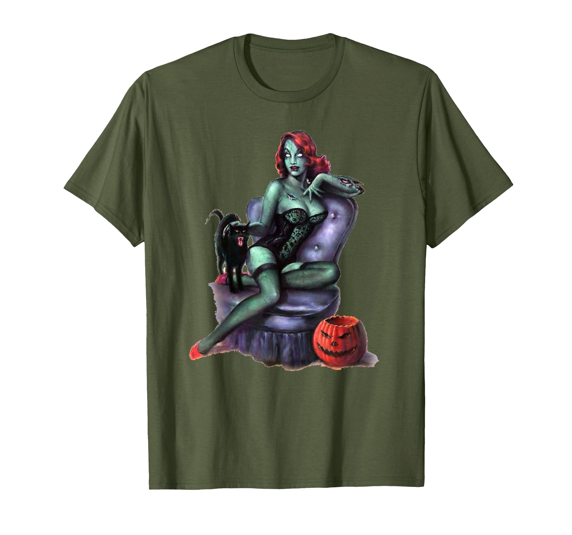 Zombie Pin Up Halloween T-Shirt - Fun Novelty Design Men Women - T-Shirt, Sweatshirt, Hoodie