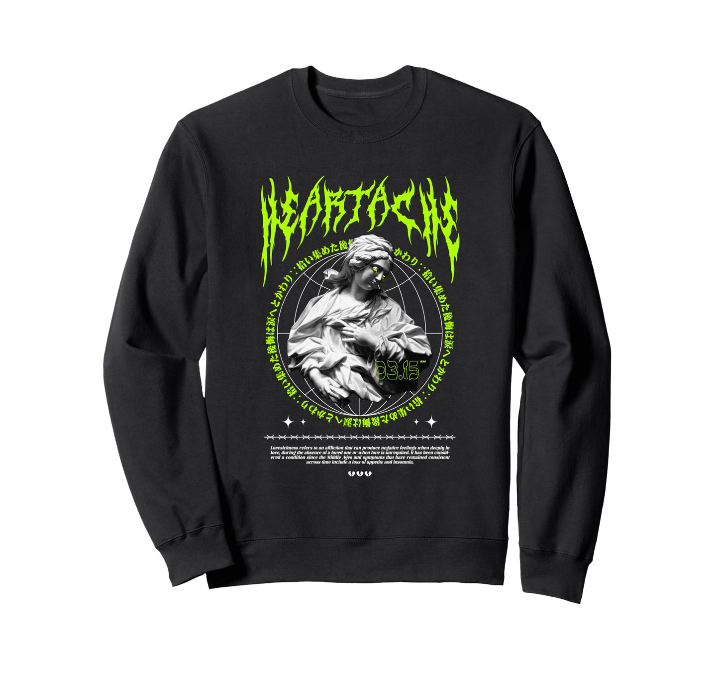 Heartache Lovesickness Greek Sweatshirt - Unique Graphic for Adults - T-Shirt, Sweatshirt, Hoodie