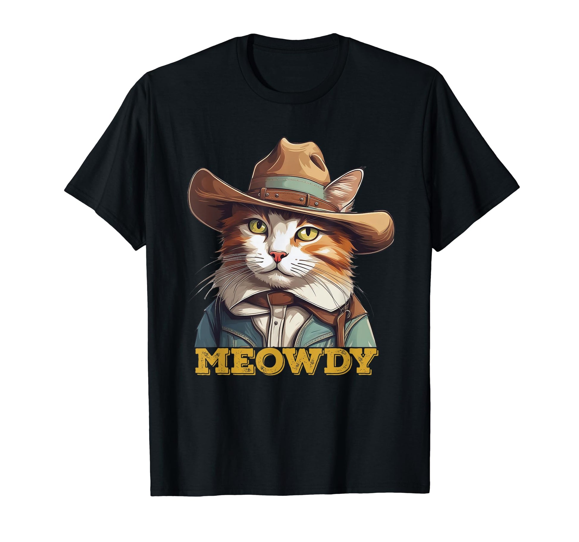 Meowdy Funny Cat Cowboy Hat Country Music T-Shirt - Minimalist Print Unisex - T-Shirt, Sweatshirt, Hoodie