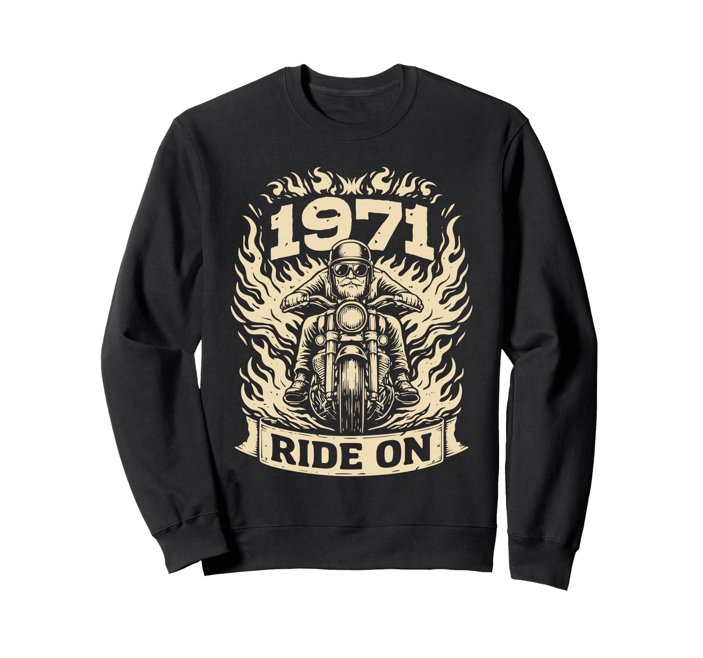 Biker 1971 Ride Birthday Sweatshirt - Minimalist Print Men Women - T-Shirt, Sweatshirt, Hoodie