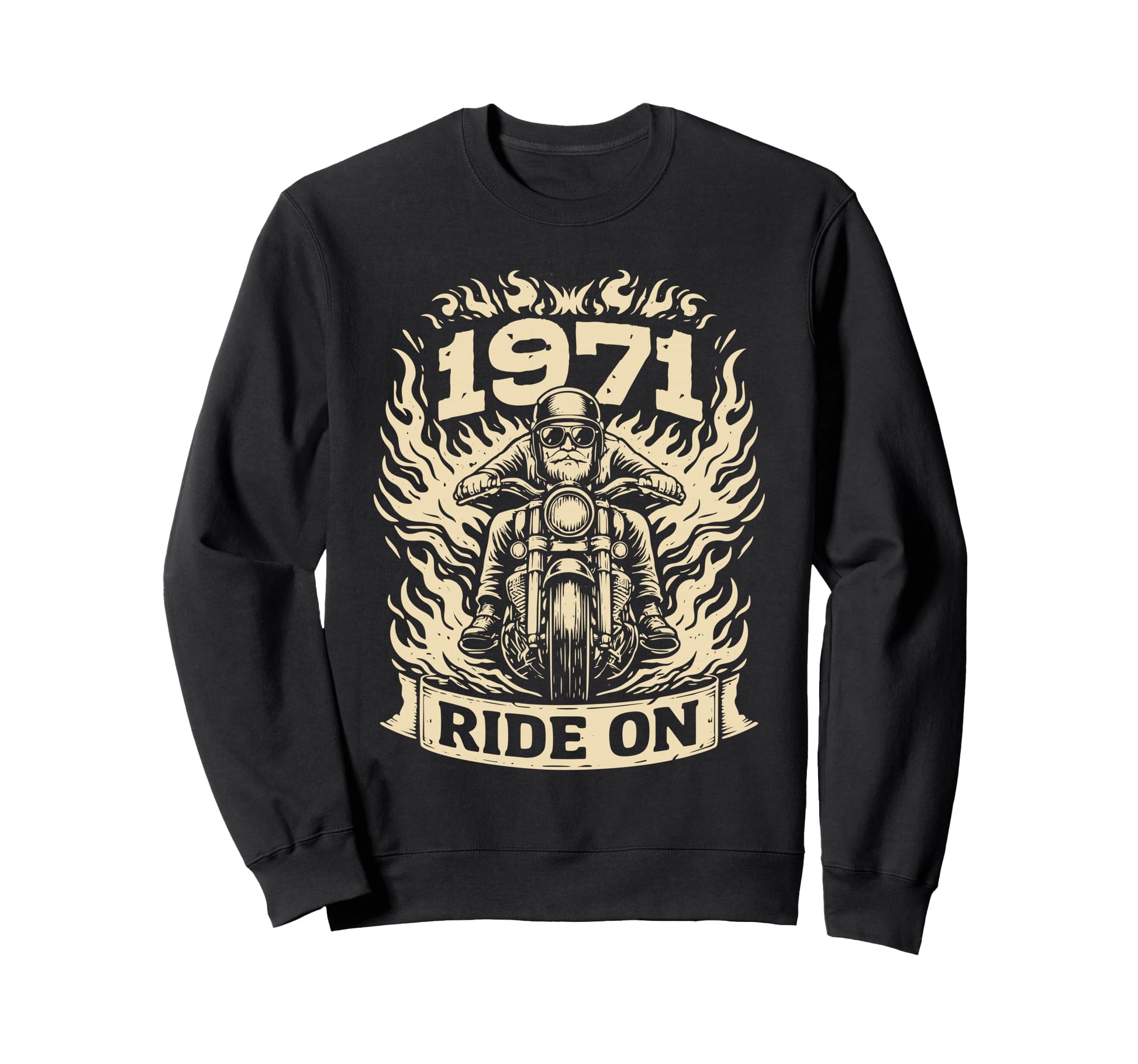 Biker 1971 Ride Birthday Sweatshirt - Minimalist Print Men Women - T-Shirt, Sweatshirt, Hoodie