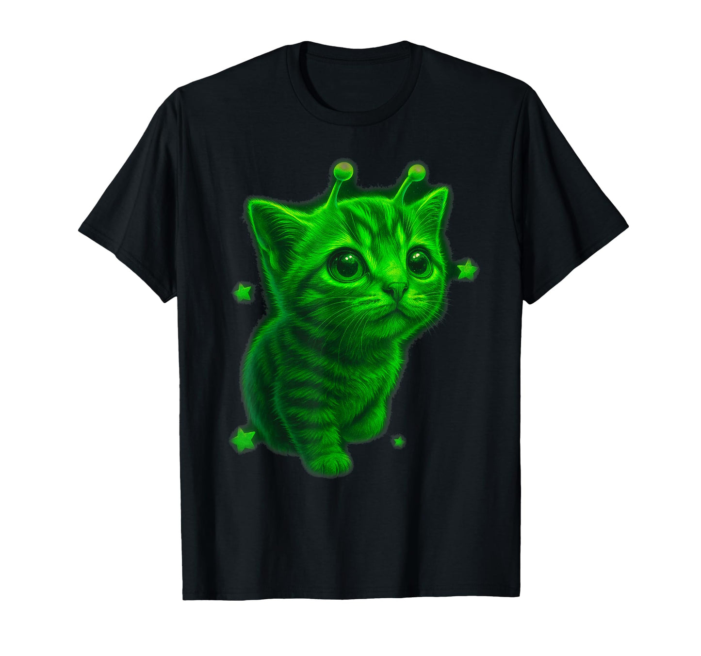 Alien Cat Green Space Kitten T-Shirt - Casual Everyday Wear for Adults - T-Shirt, Sweatshirt, Hoodie