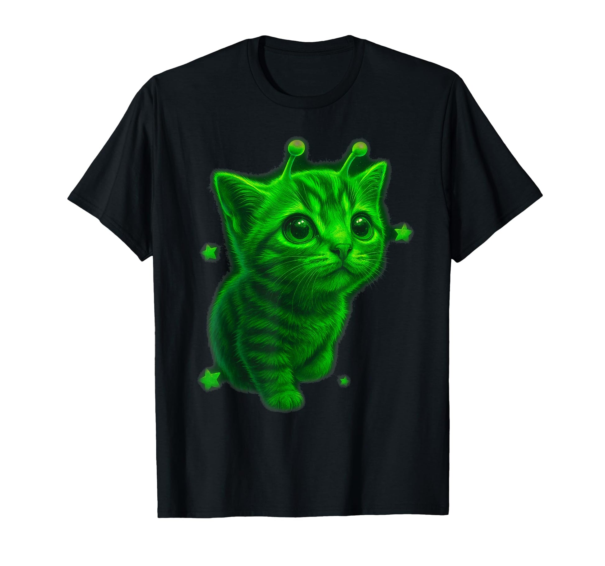 Alien Cat Green Space Kitten T-Shirt - Casual Everyday Wear for Adults - T-Shirt, Sweatshirt, Hoodie