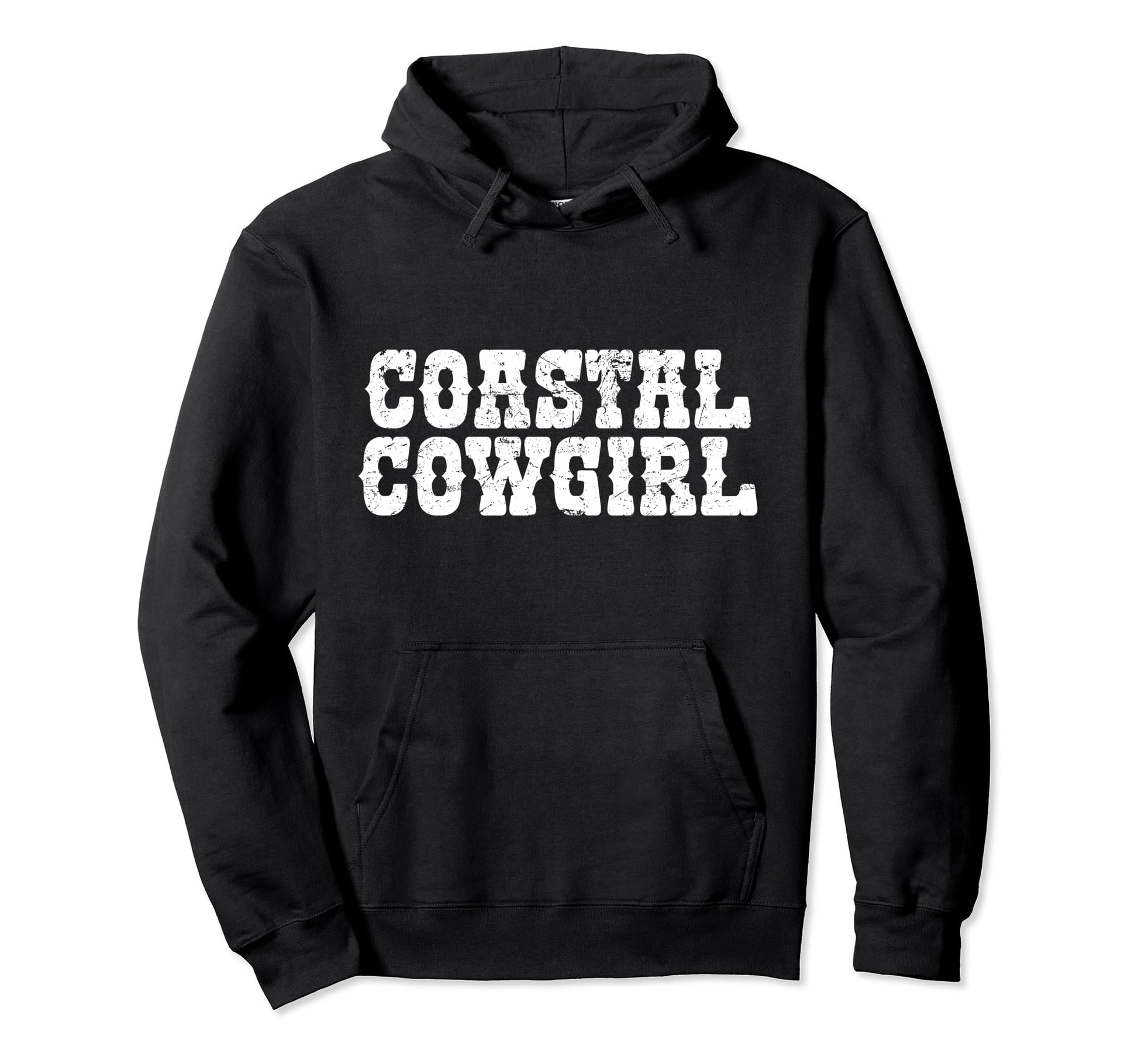 Coastal Cowgirl Distressed Cowboy Hoodie - Fun Novelty Design Men Women - T-Shirt, Sweatshirt, Hoodie