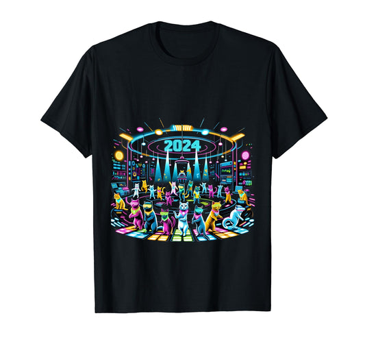 2024 Cat Disco Fever Party Sport T-Shirt - Unique Graphic Men Women - T-Shirt, Sweatshirt, Hoodie