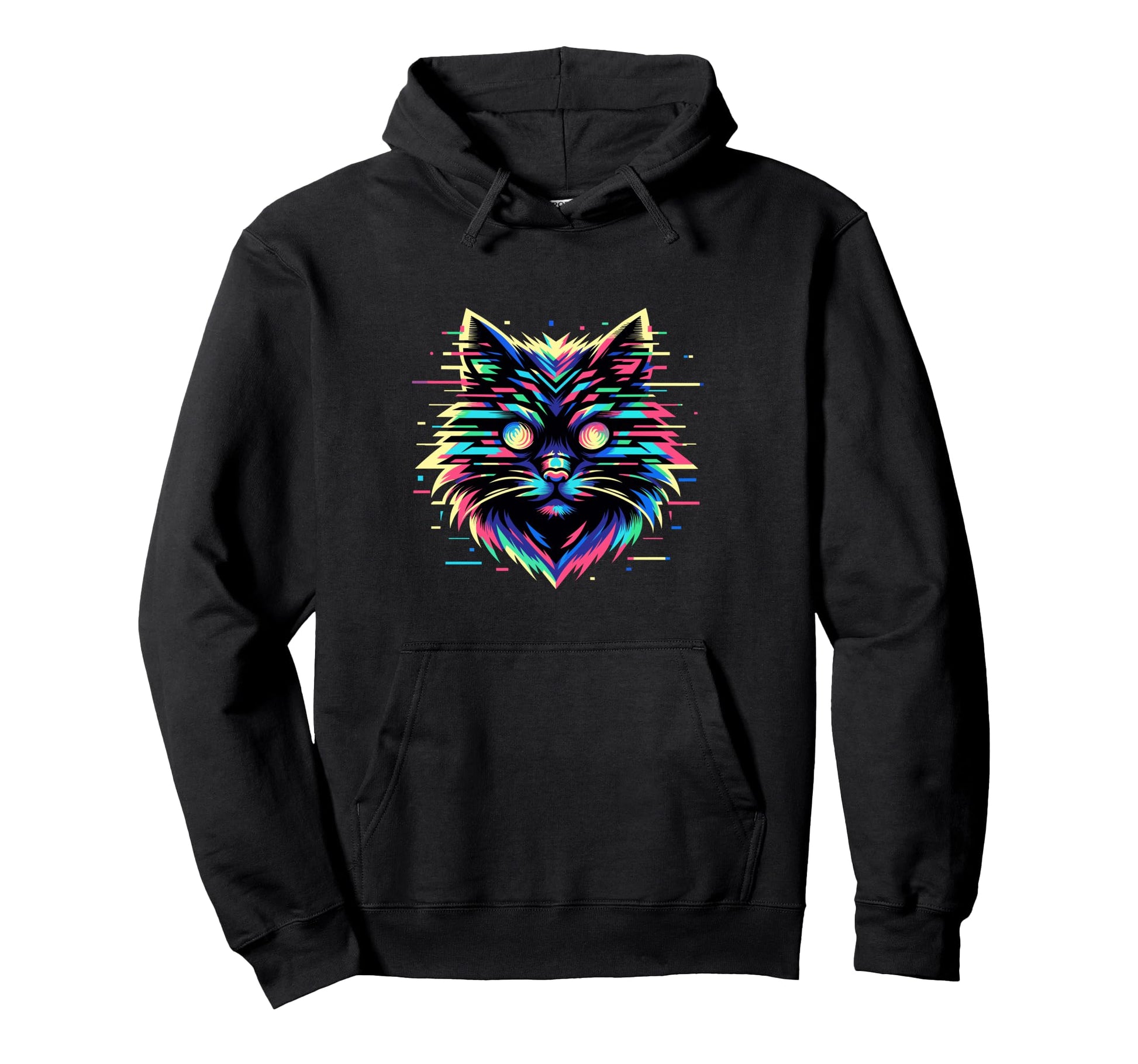 Psychedelic Cat Lover Weirdcore Vaporwave Hoodie - Novelty Apparel Unisex - T-Shirt, Sweatshirt, Hoodie