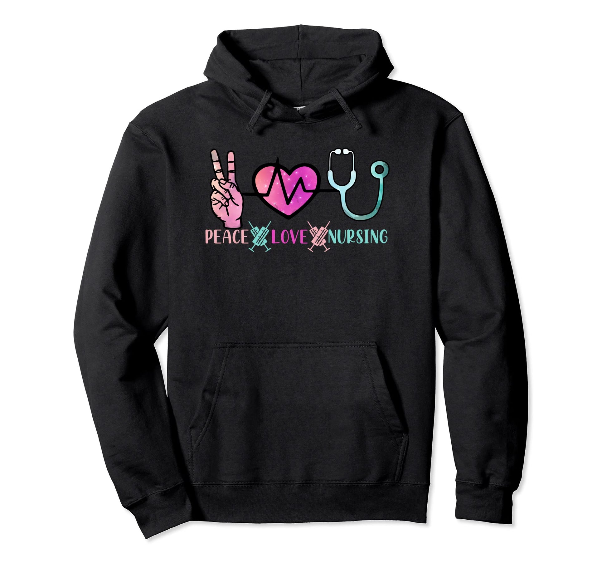 Peace Love Nursing Hoodie - Unique Graphic Unisex - T-Shirt, Sweatshirt, Hoodie