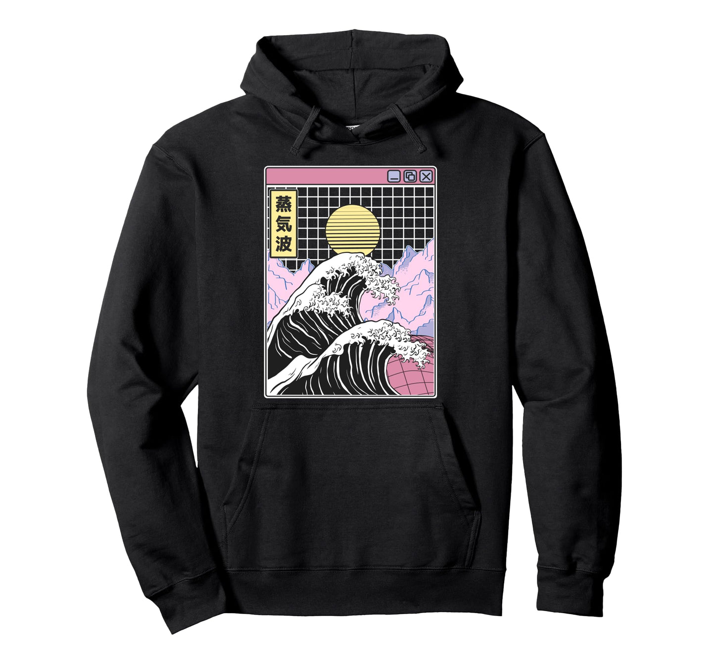 Great Wave Off Kanagawa Grid Kawaii Hoodie - Minimalist Print for Adults - T-Shirt, Sweatshirt, Hoodie
