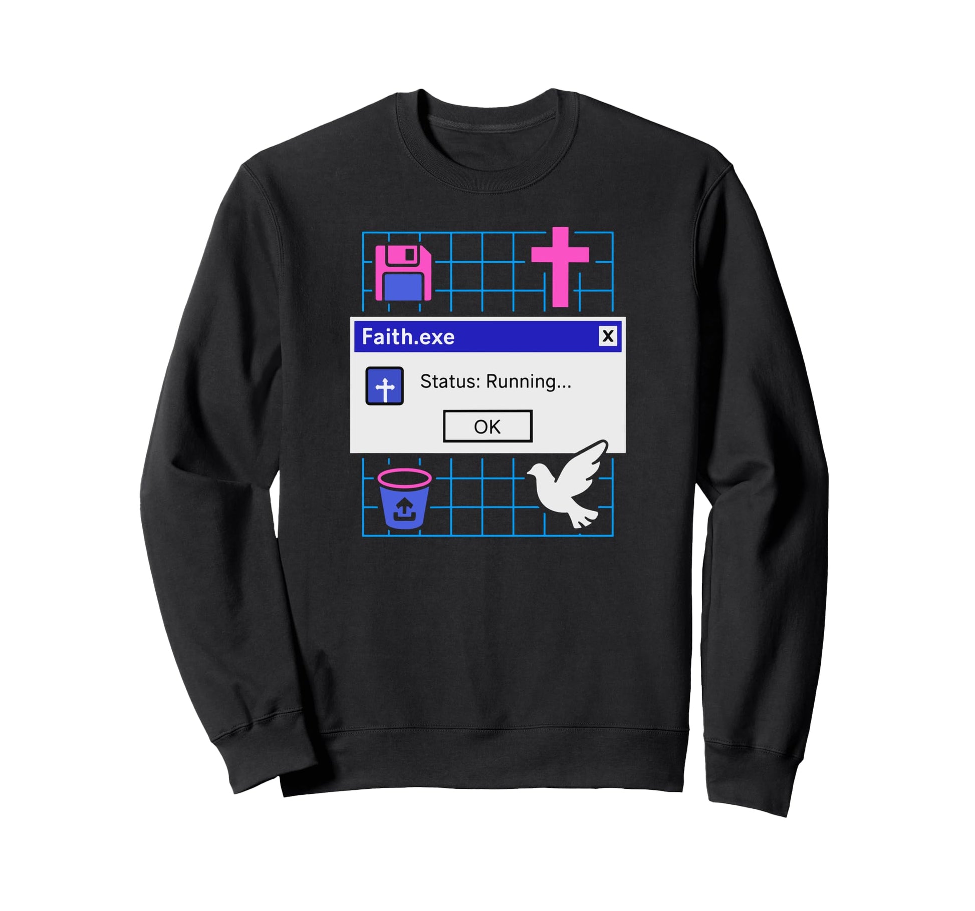 Faith Exe Running Faithwave Sweatshirt - Aesthetic Graphic for Adults - T-Shirt, Sweatshirt, Hoodie
