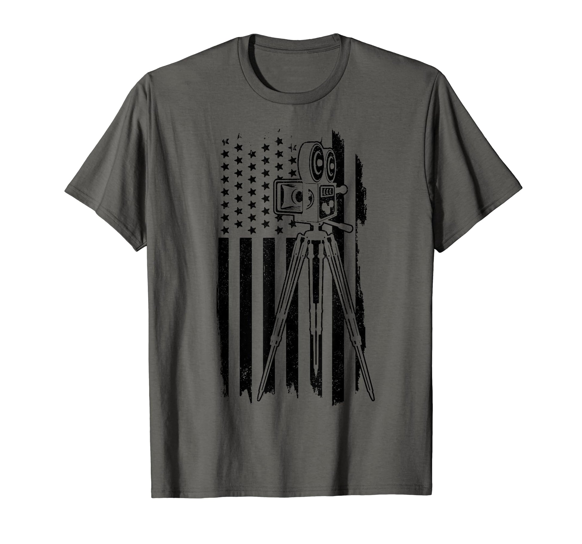 Film Camera Us Flag Movie Director T-Shirt - Unique Graphic for Adults - T-Shirt, Sweatshirt, Hoodie