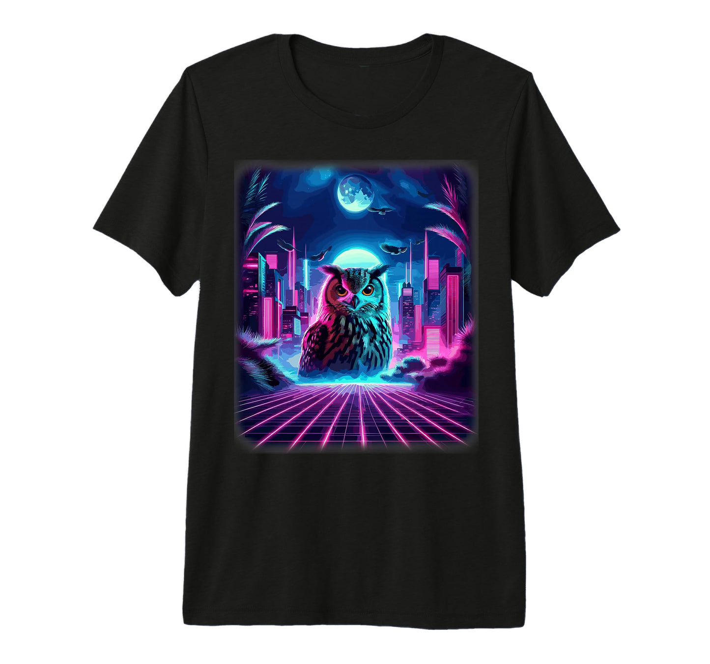 Synthwave Aesthetic Owl Lover Stuff T-Shirt - Minimalist Print Men Women - T-Shirt, Sweatshirt, Hoodie