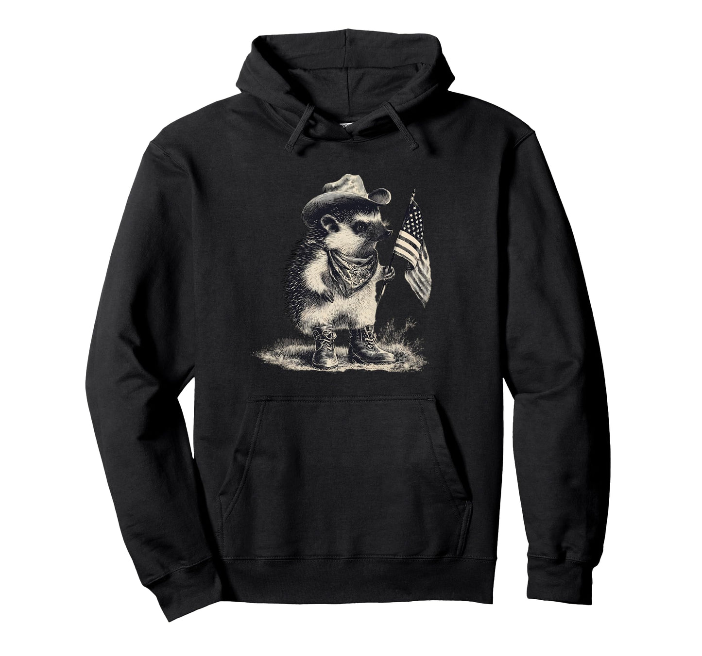 Hedgehog Cowboy Rodeo Cowgirl Western Hoodie - Minimalist Print for Adults - T-Shirt, Sweatshirt, Hoodie