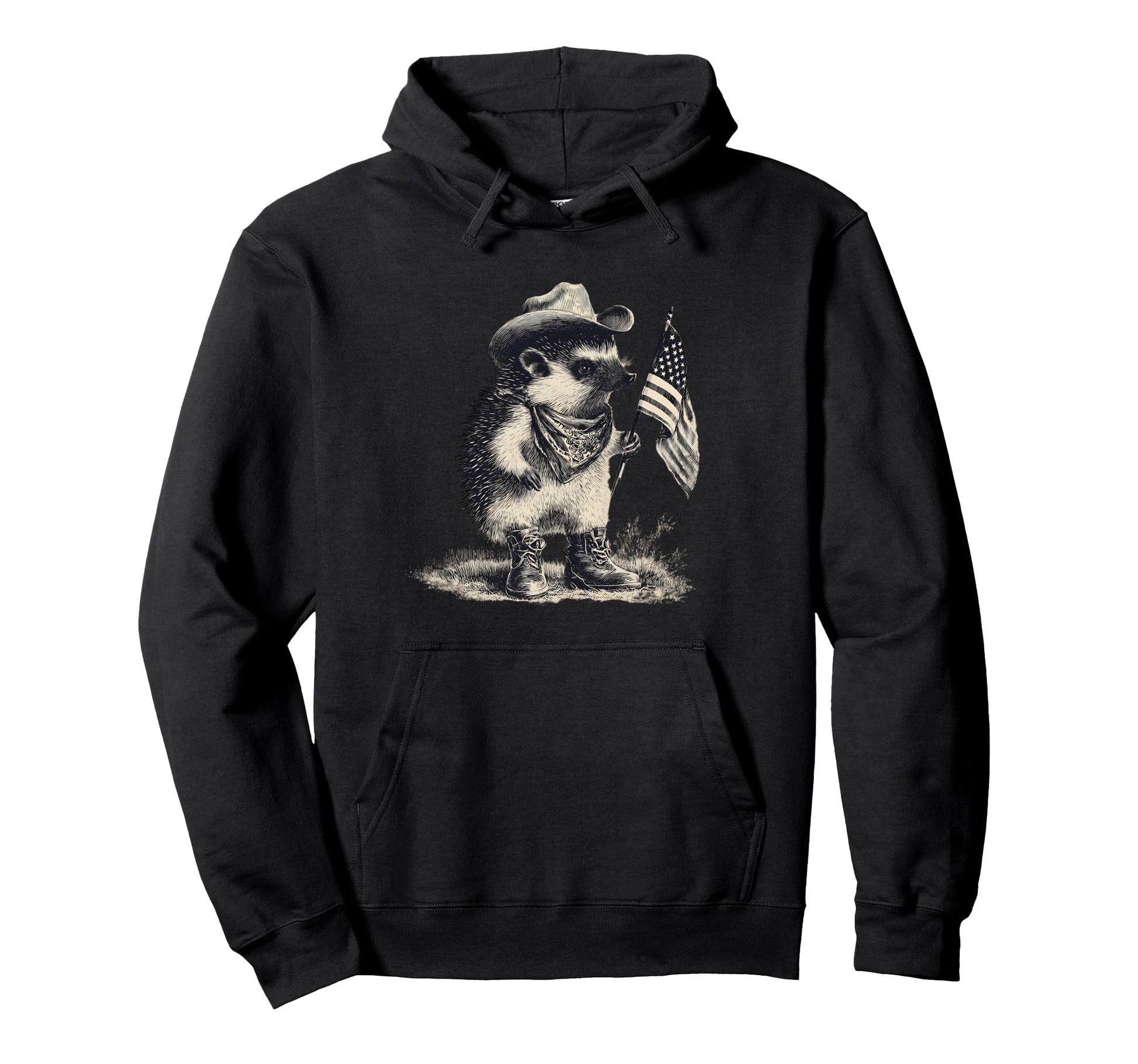 Hedgehog Cowboy Rodeo Cowgirl Western Hoodie - Minimalist Print for Adults - T-Shirt, Sweatshirt, Hoodie