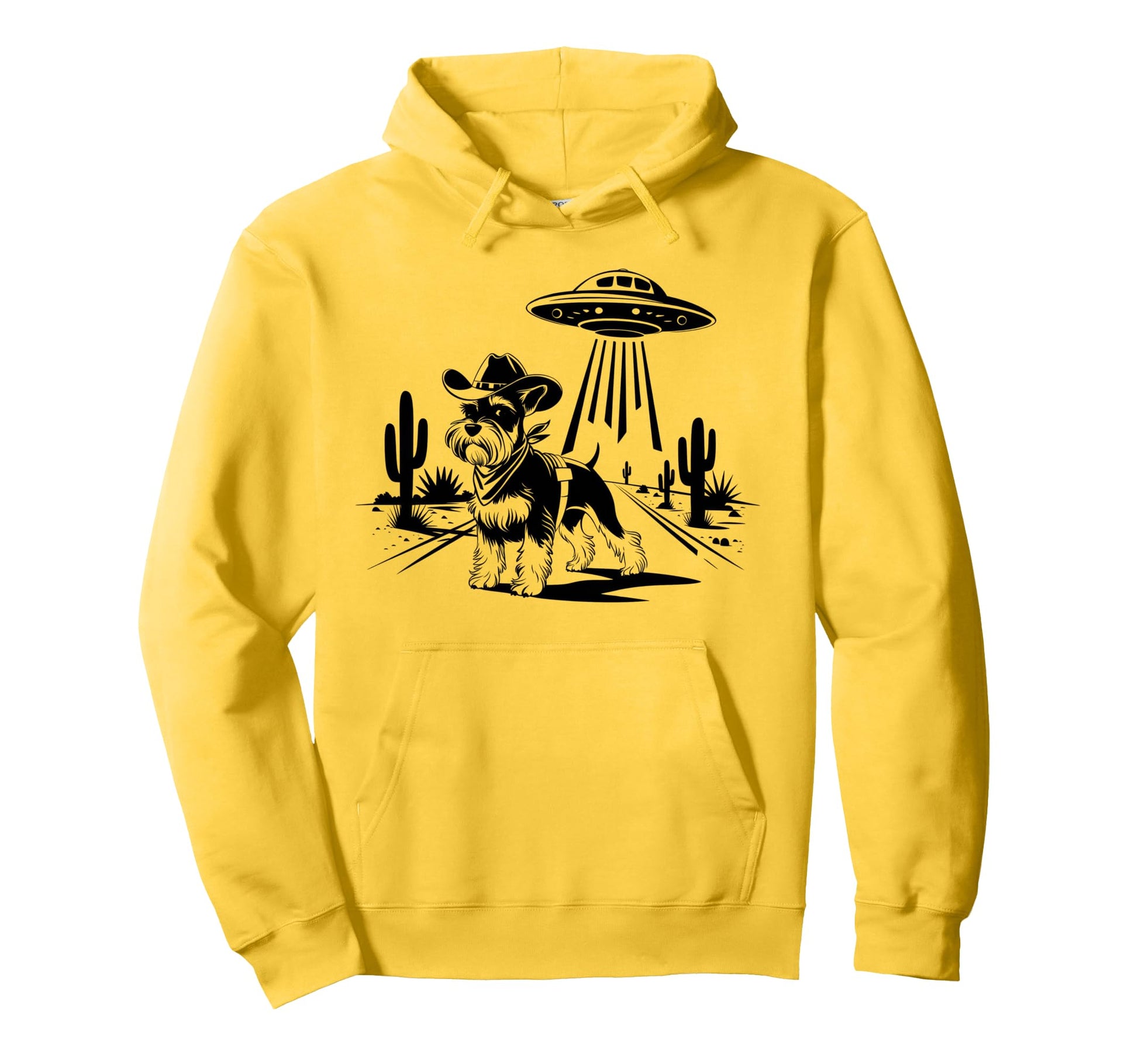 Schnauzer Schnauzer Ufo Western Hoodie - Novelty Apparel Men Women - T-Shirt, Sweatshirt, Hoodie