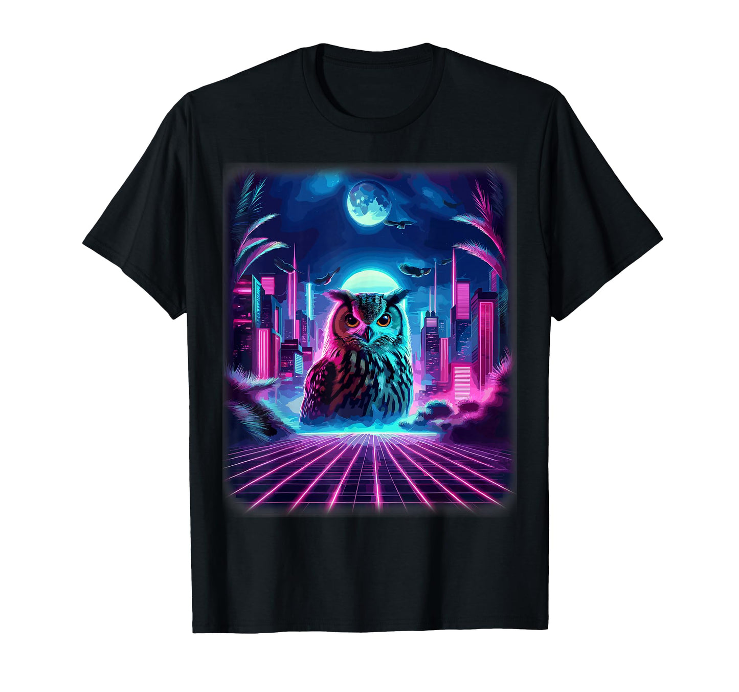 Synthwave Aesthetic Owl Lover Stuff T-Shirt - Custom Art Print for Adults - T-Shirt, Sweatshirt, Hoodie