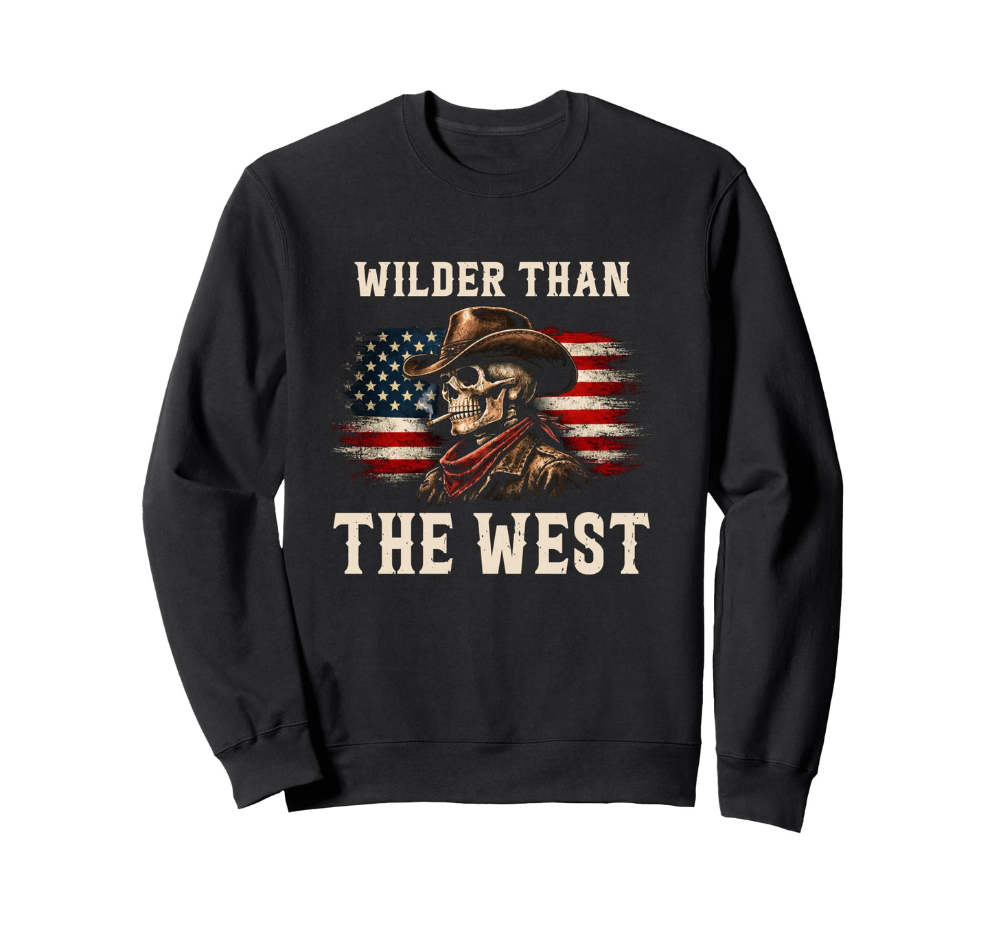 Wilder Than West Cowboy Skull Sweatshirt - Casual Everyday Wear for Adults - T-Shirt, Sweatshirt, Hoodie