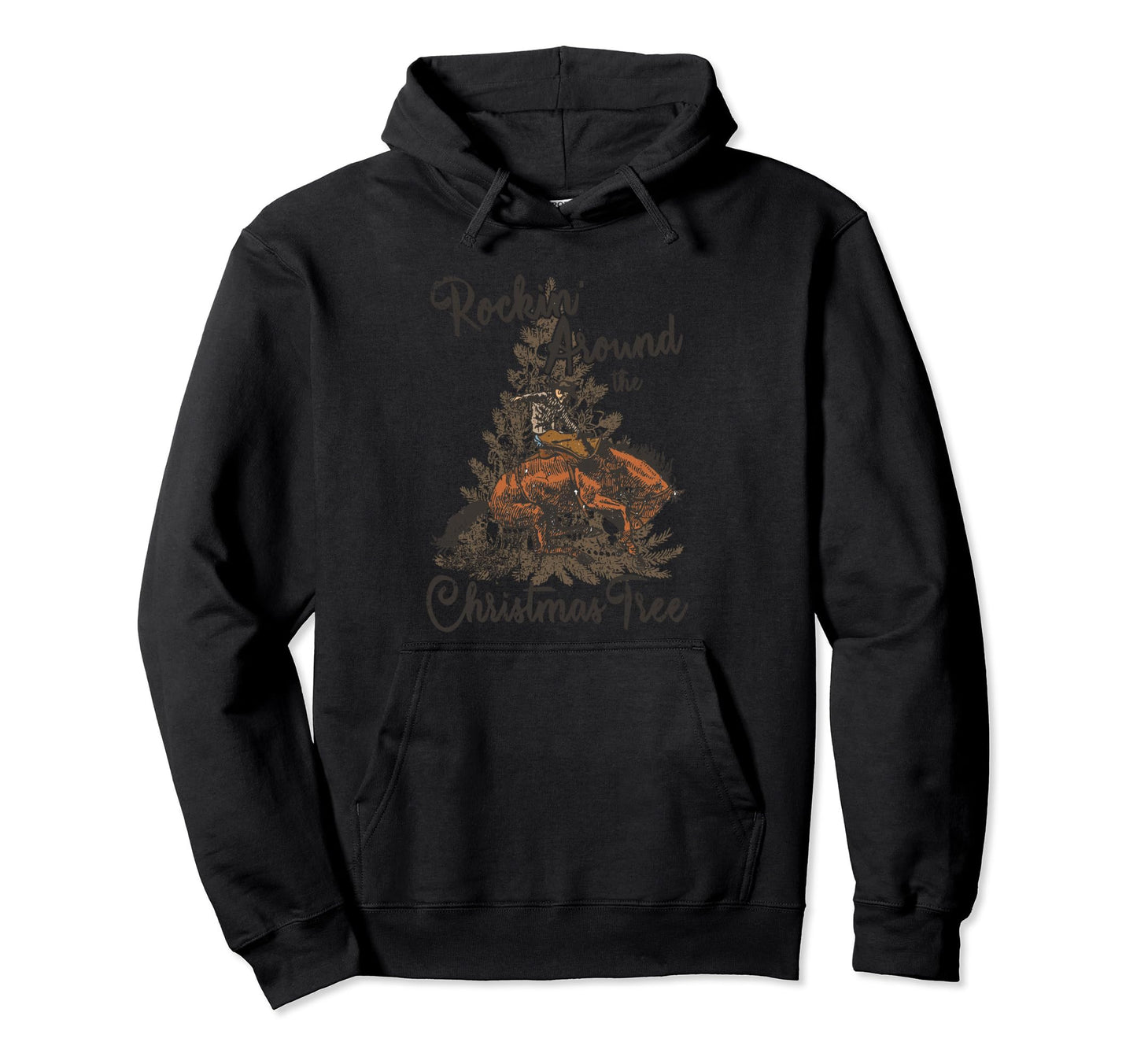 Rockin Around Tree Cowboy Western Rodeo Hoodie - Minimalist Print Unisex - T-Shirt, Sweatshirt, Hoodie