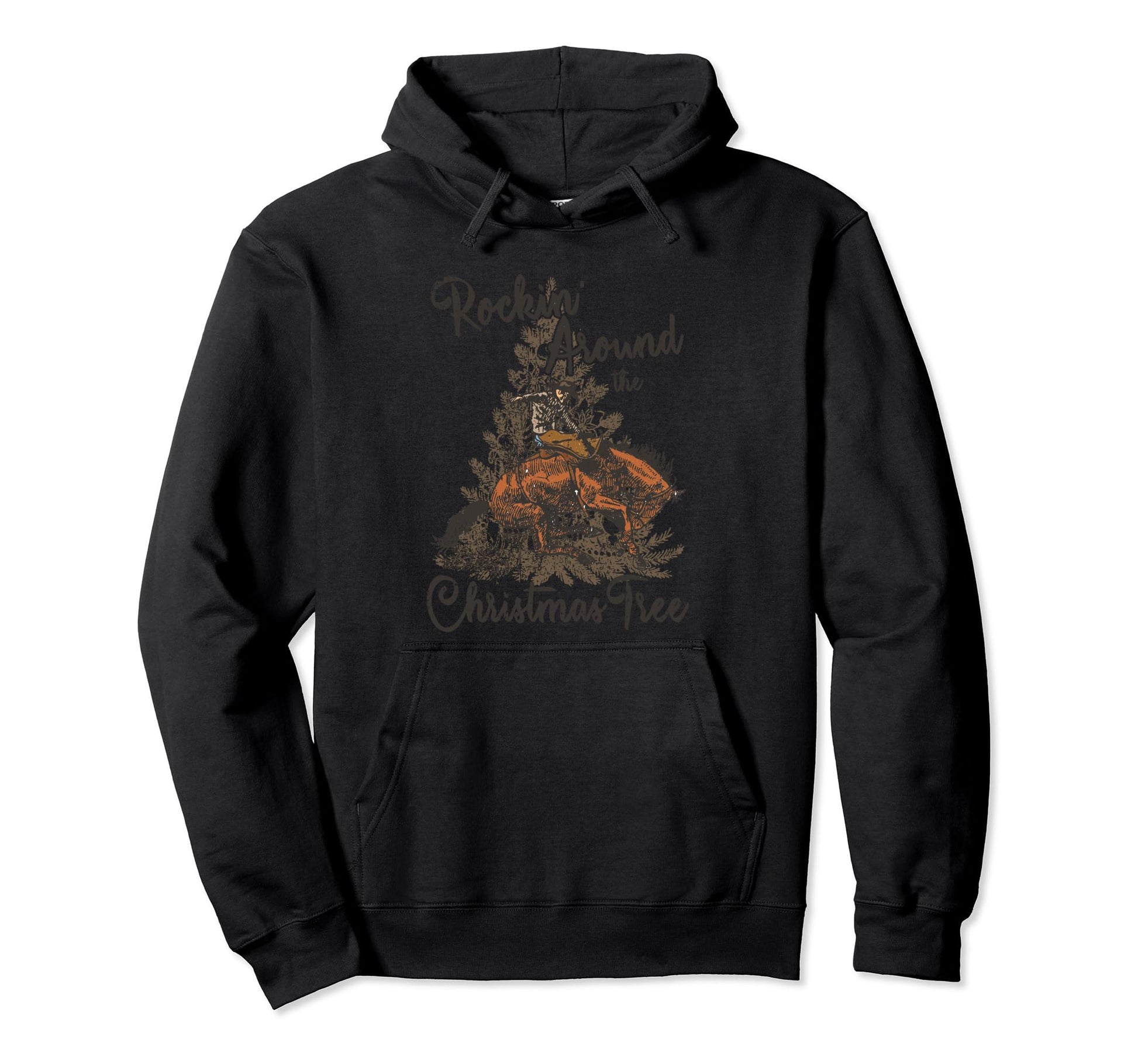 Rockin Around Tree Cowboy Western Rodeo Hoodie - Minimalist Print Unisex - T-Shirt, Sweatshirt, Hoodie