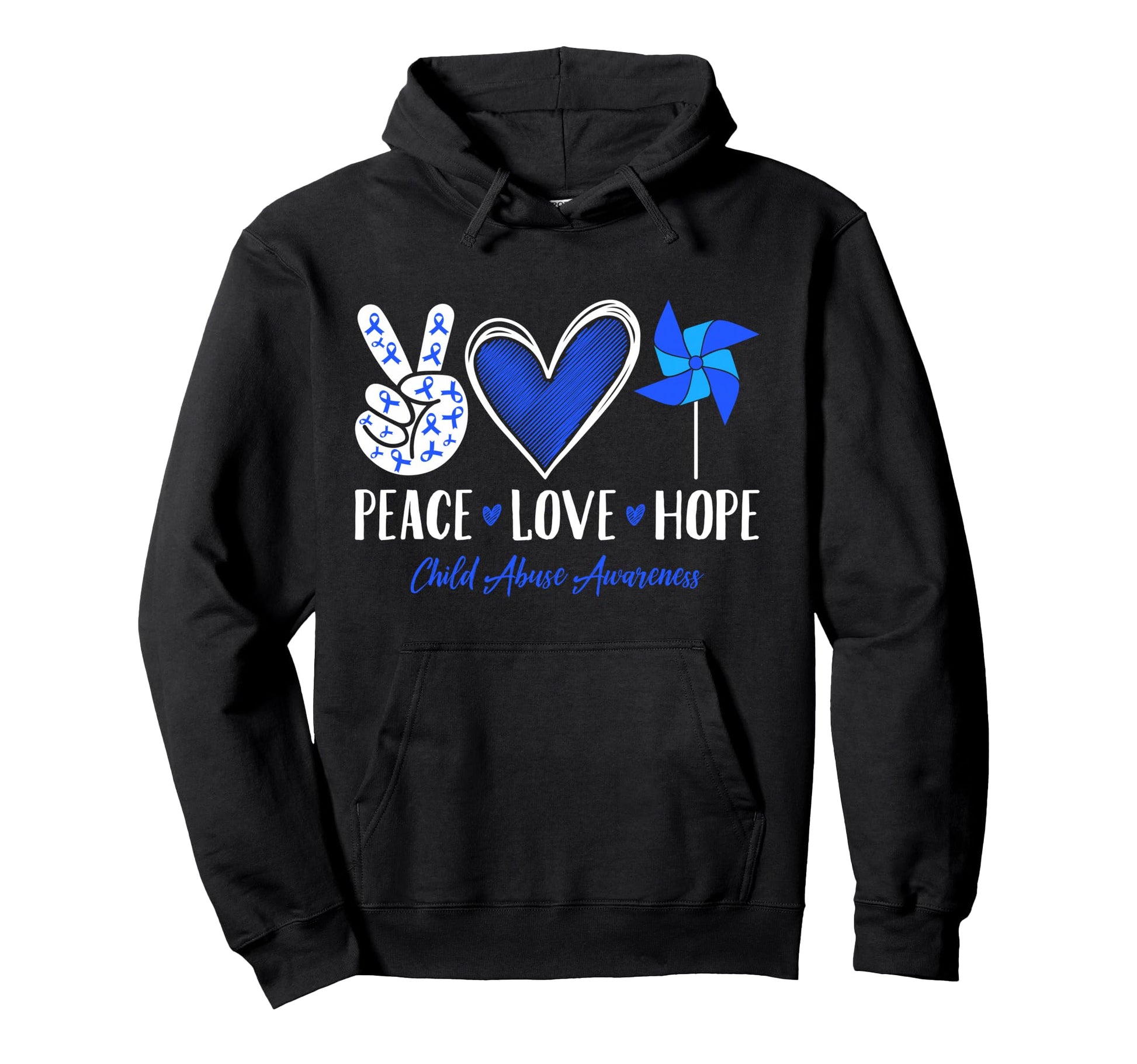 Child Abuse Awareness Blue Heart Hoodie - Custom Art Print Men Women - T-Shirt, Sweatshirt, Hoodie
