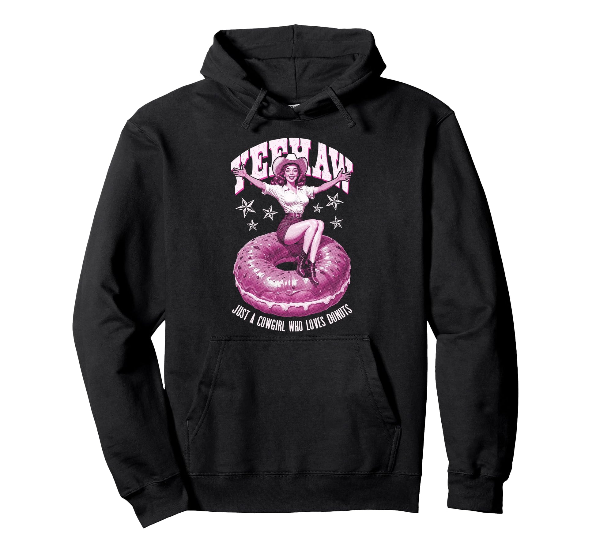 Just Cowgirl Who Loves Donuts Funny Old Hoodie - Graphic Print Men Women - T-Shirt, Sweatshirt, Hoodie