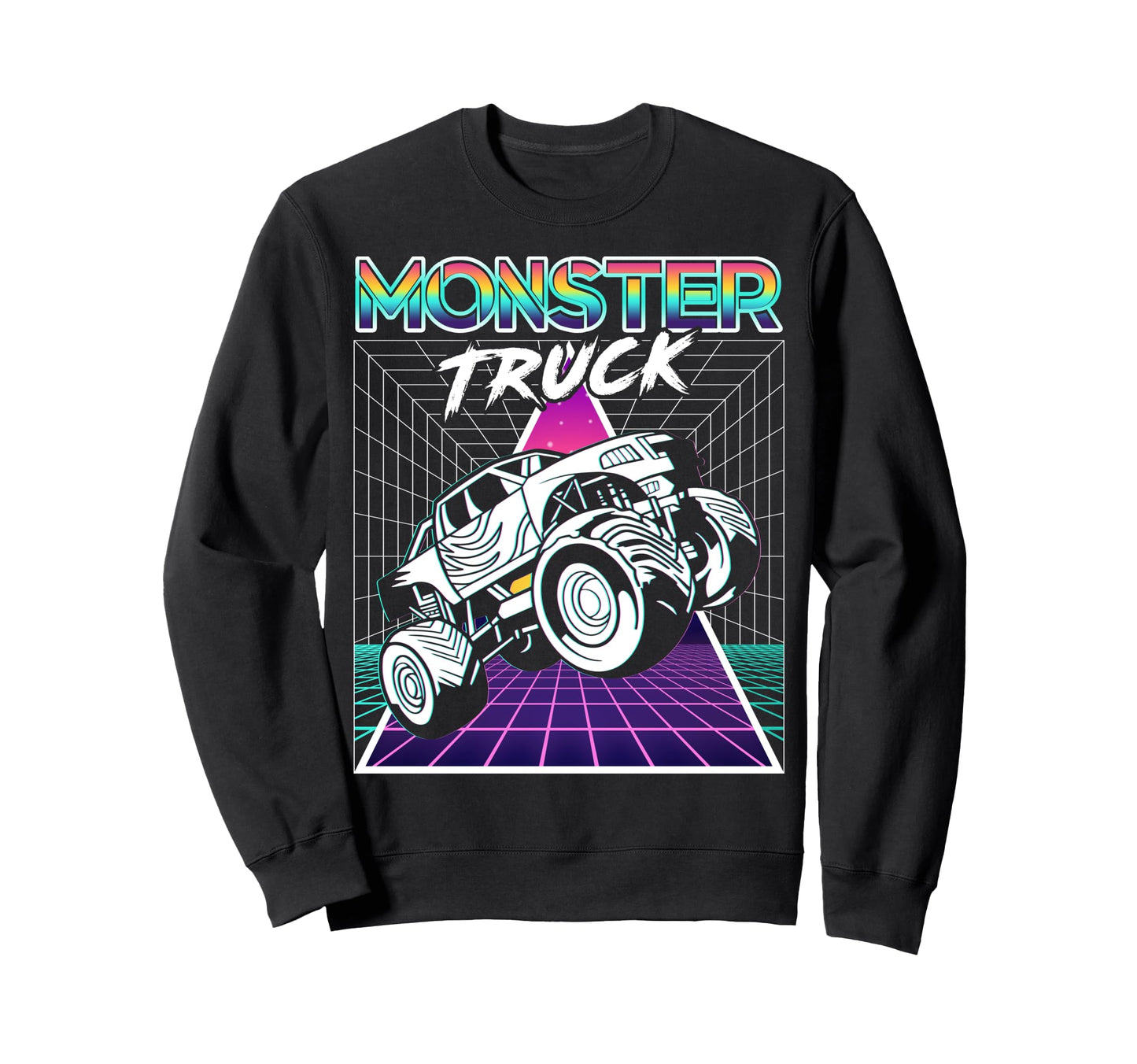 Vaporwave Aesthetic Monster Truck Sweatshirt - Unique Graphic for Adults - T-Shirt, Sweatshirt, Hoodie