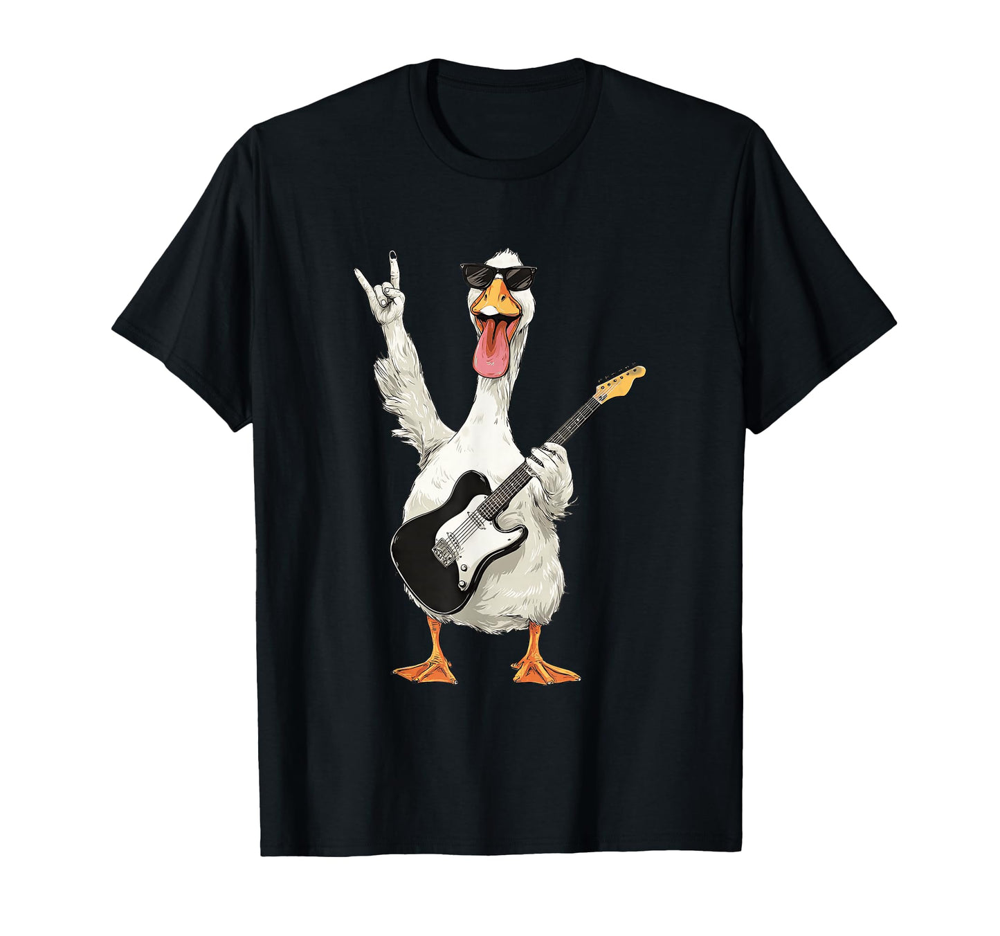Funny Rock Duck Cartoon Guitar Player T-Shirt - Unique Graphic for Adults - T-Shirt, Sweatshirt, Hoodie