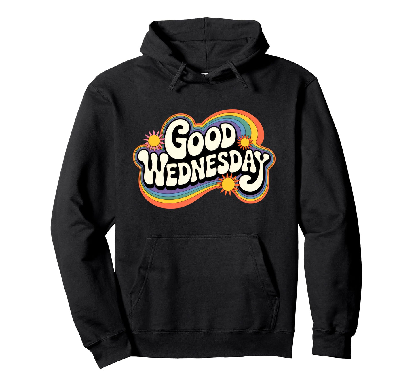 Good Wednesday Groovy Positive Vibes 60S Hoodie - Minimalist Print Unisex - T-Shirt, Sweatshirt, Hoodie