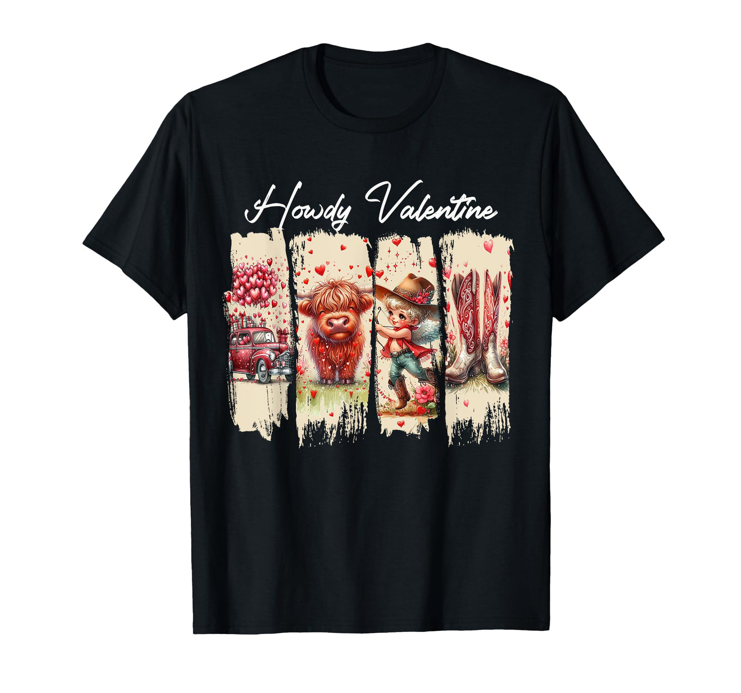 Howdy Valentine Western Highland Cow T-Shirt - Novelty Apparel Men Women - T-Shirt, Sweatshirt, Hoodie