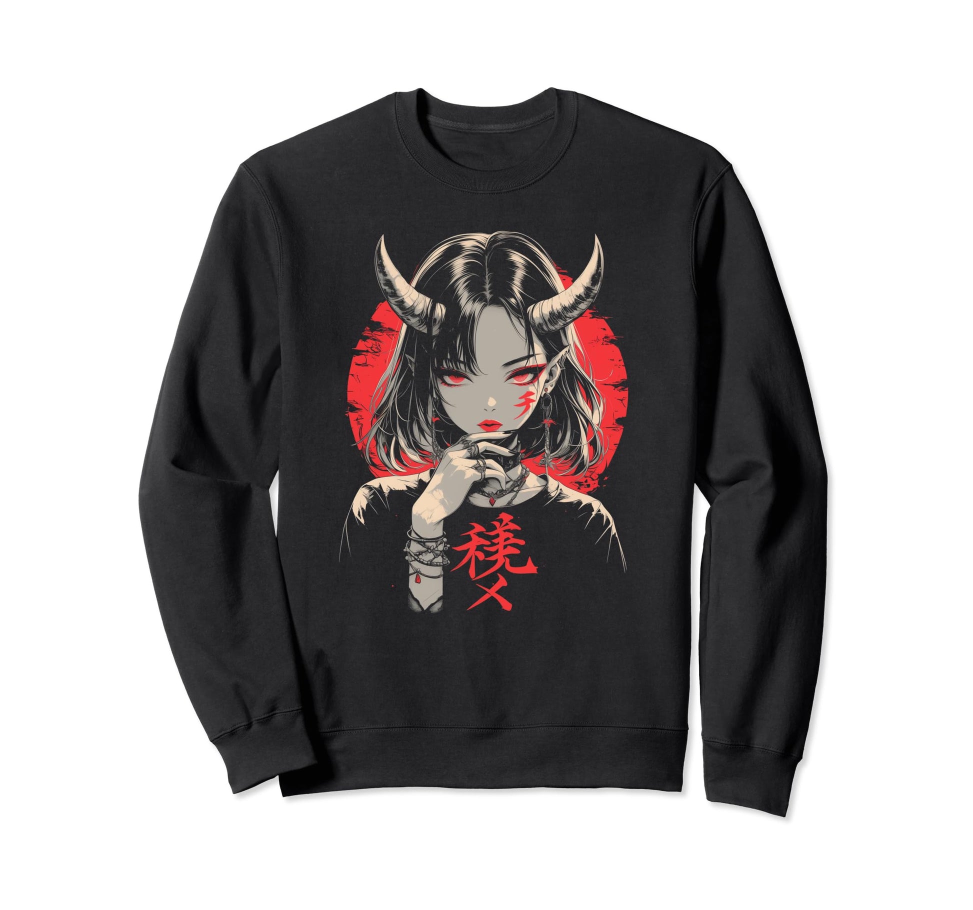 Goth Grunge Demon Anime Waifu Horror Sweatshirt - Unique Graphic Unisex - T-Shirt, Sweatshirt, Hoodie