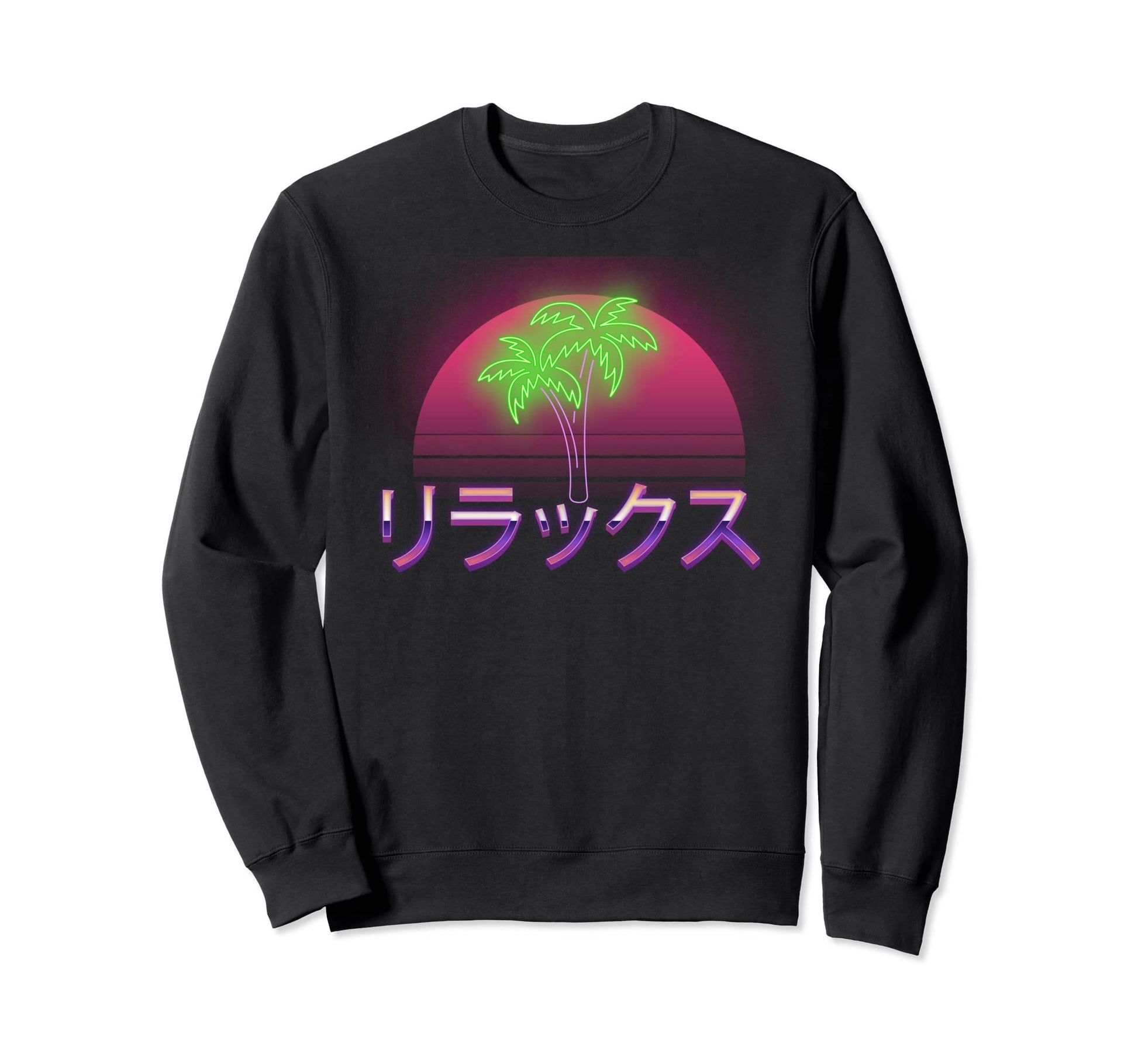 Relax Japanese Text Vaporwave Sweatshirt - Casual Everyday Wear Men Women - T-Shirt, Sweatshirt, Hoodie