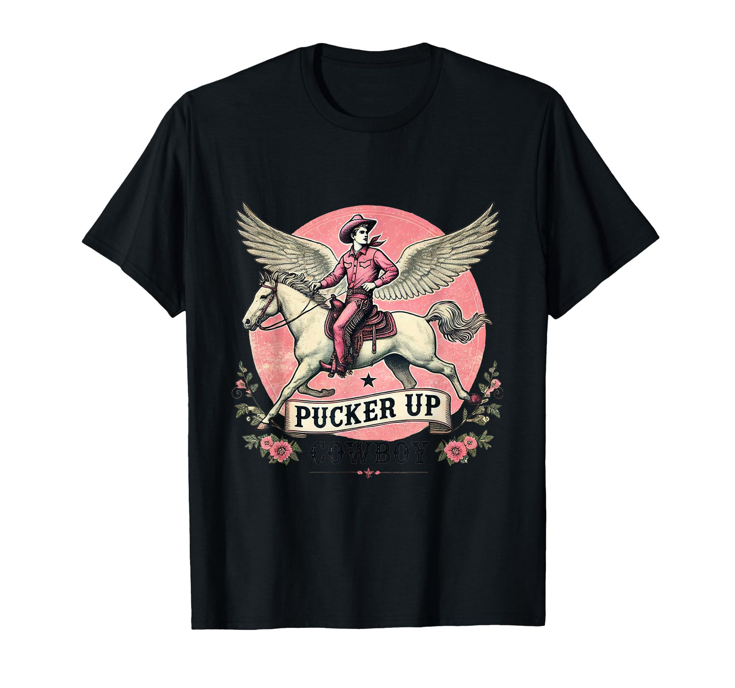 Winged Cowboy Pucker Up T-Shirt - Streetwear Style Unisex - T-Shirt, Sweatshirt, Hoodie