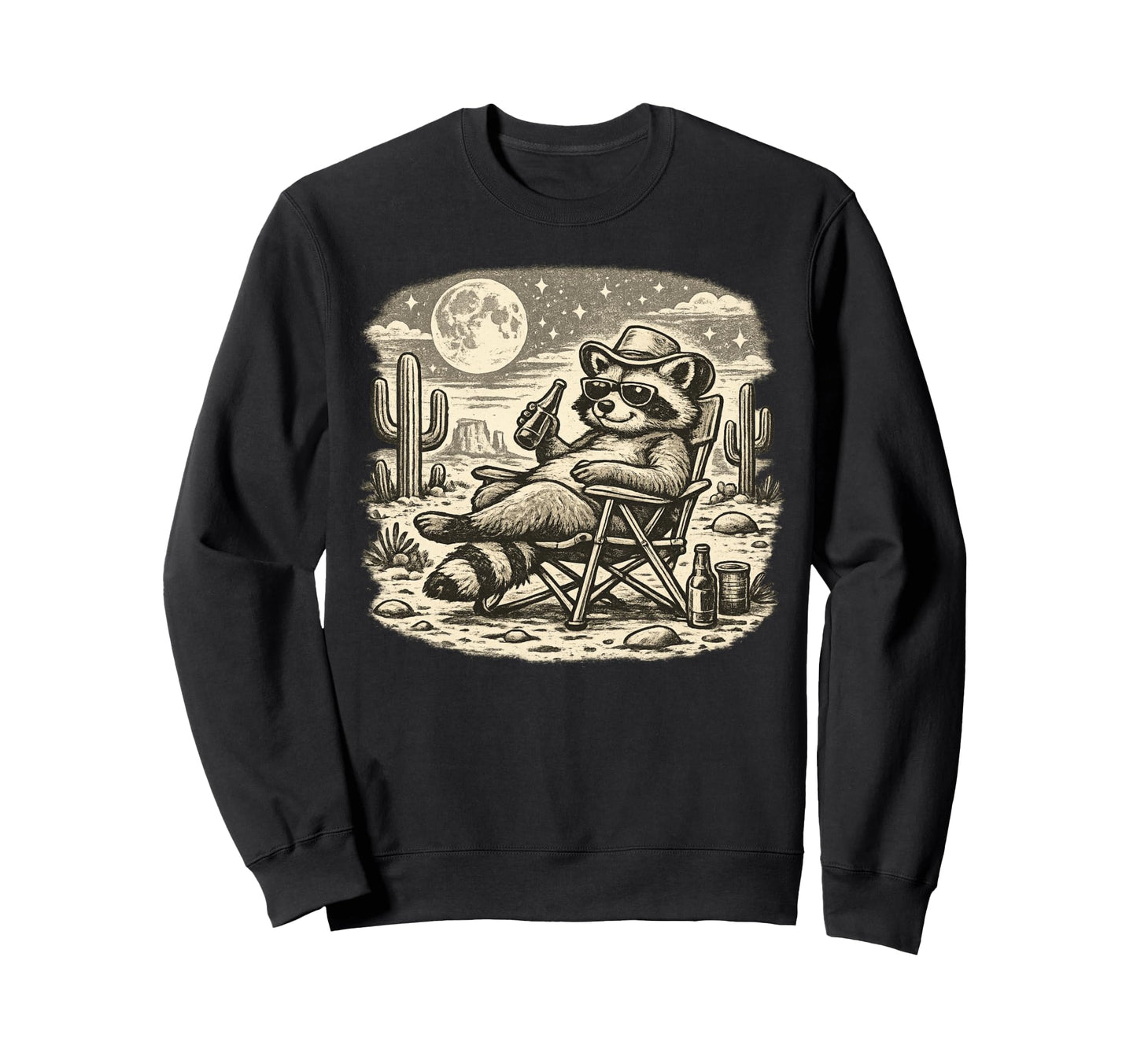 Raccoon Cowboy Desert Desert Sweatshirt - Fun Novelty Design Men Women - T-Shirt, Sweatshirt, Hoodie
