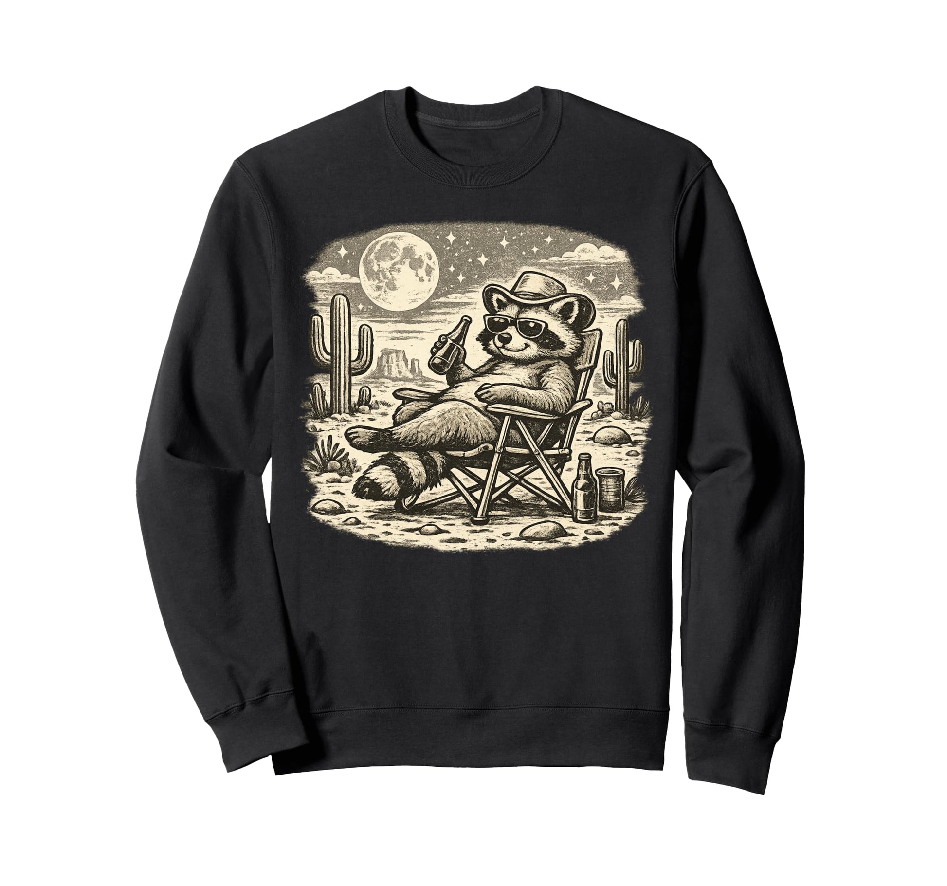 Raccoon Cowboy Desert Desert Sweatshirt - Fun Novelty Design Men Women - T-Shirt, Sweatshirt, Hoodie