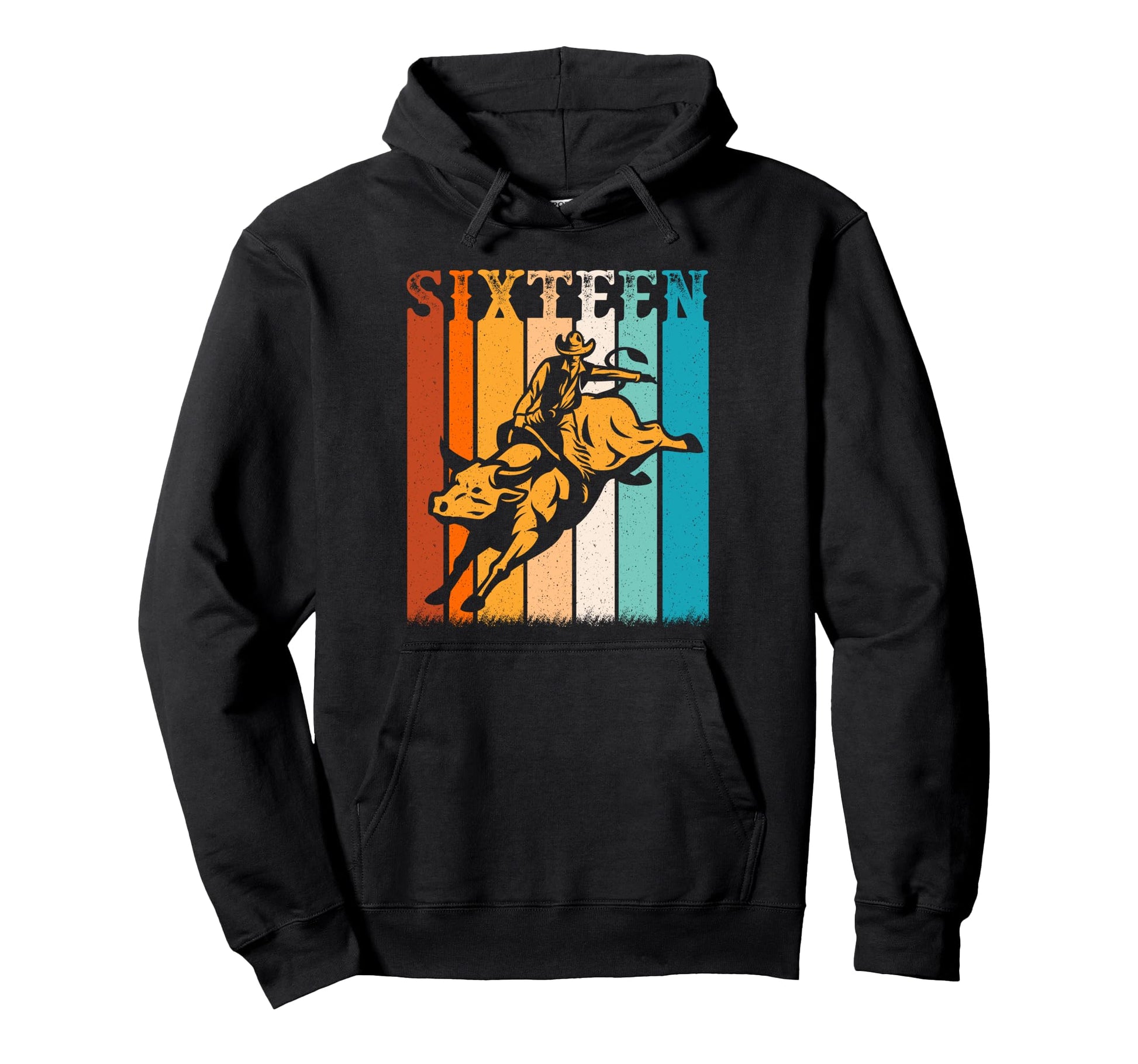 Bull Riding 16Th Birthday 16 Year Old Hoodie - Novelty Apparel for Adults - T-Shirt, Sweatshirt, Hoodie