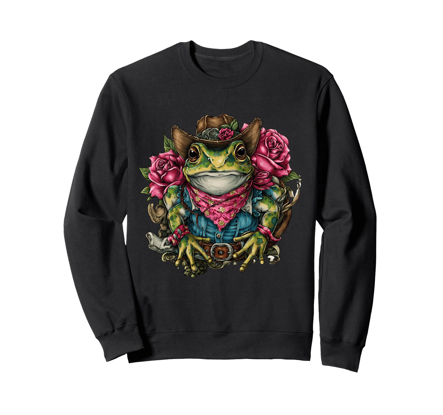 Frog Cowboy Toad Rodeo Cowgirl Sweatshirt - Casual Everyday Wear Men Women - T-Shirt, Sweatshirt, Hoodie