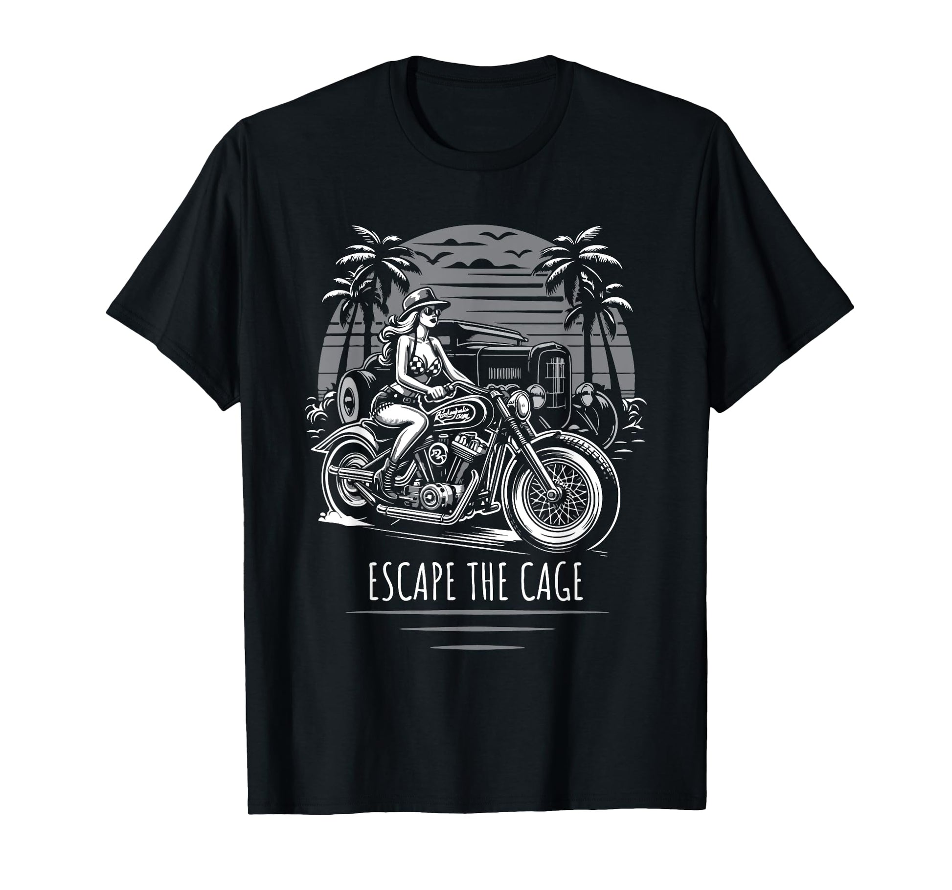 Escape Cage Motorcycle Hotrod T-Shirt - Streetwear Style Men Women - T-Shirt, Sweatshirt, Hoodie