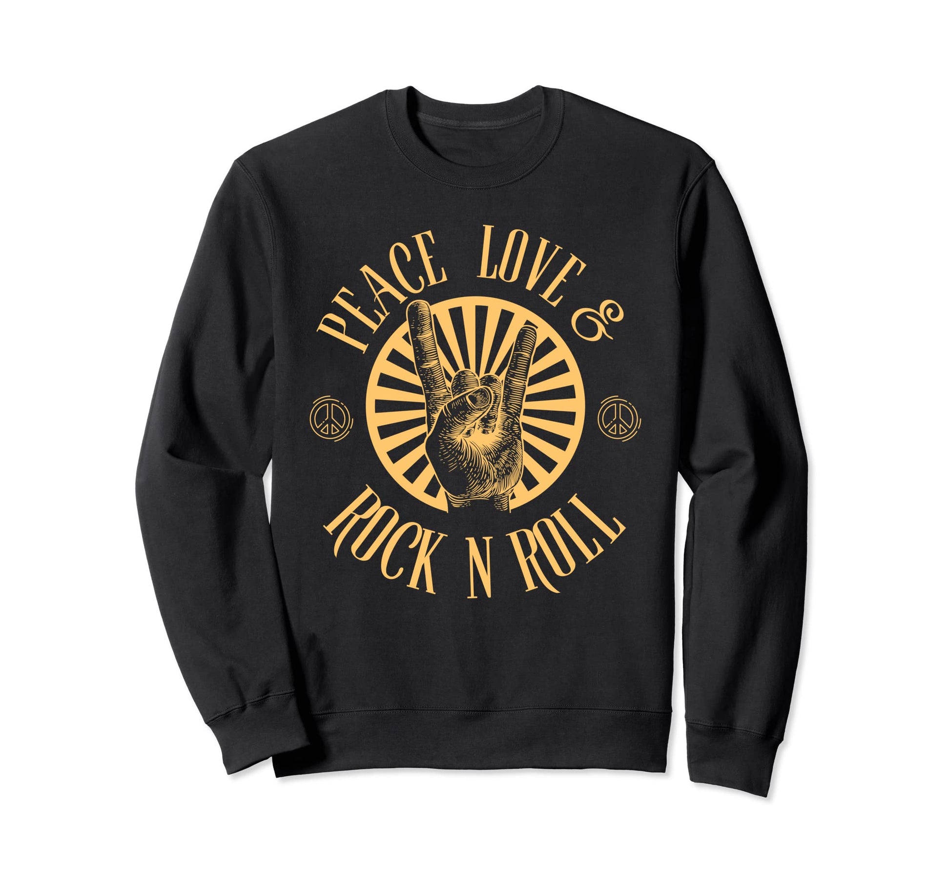 Peace Love And Rock And Roll Concert Sweatshirt - Graphic Print Unisex - T-Shirt, Sweatshirt, Hoodie