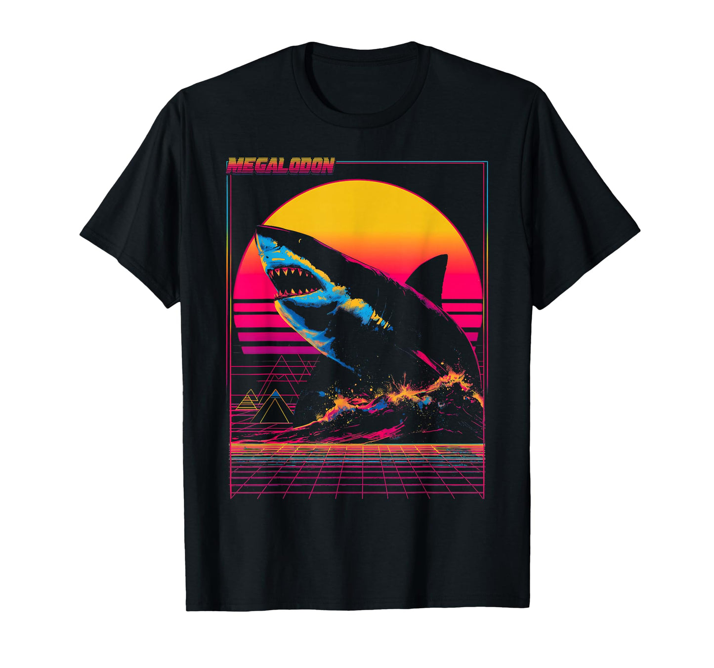 Megalodon Shark Ocean Vaporwave T-Shirt - Novelty Apparel Men Women - T-Shirt, Sweatshirt, Hoodie