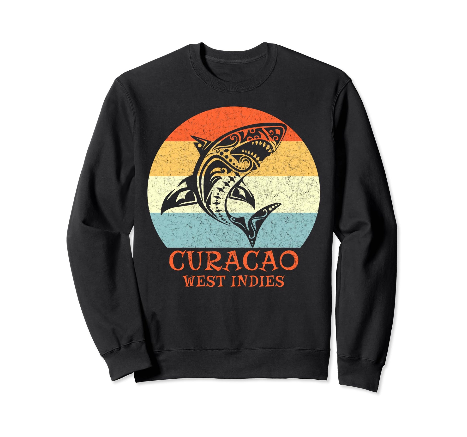 Curacao West Indies Tribal Shark Sweatshirt - Fun Novelty Design Unisex - T-Shirt, Sweatshirt, Hoodie