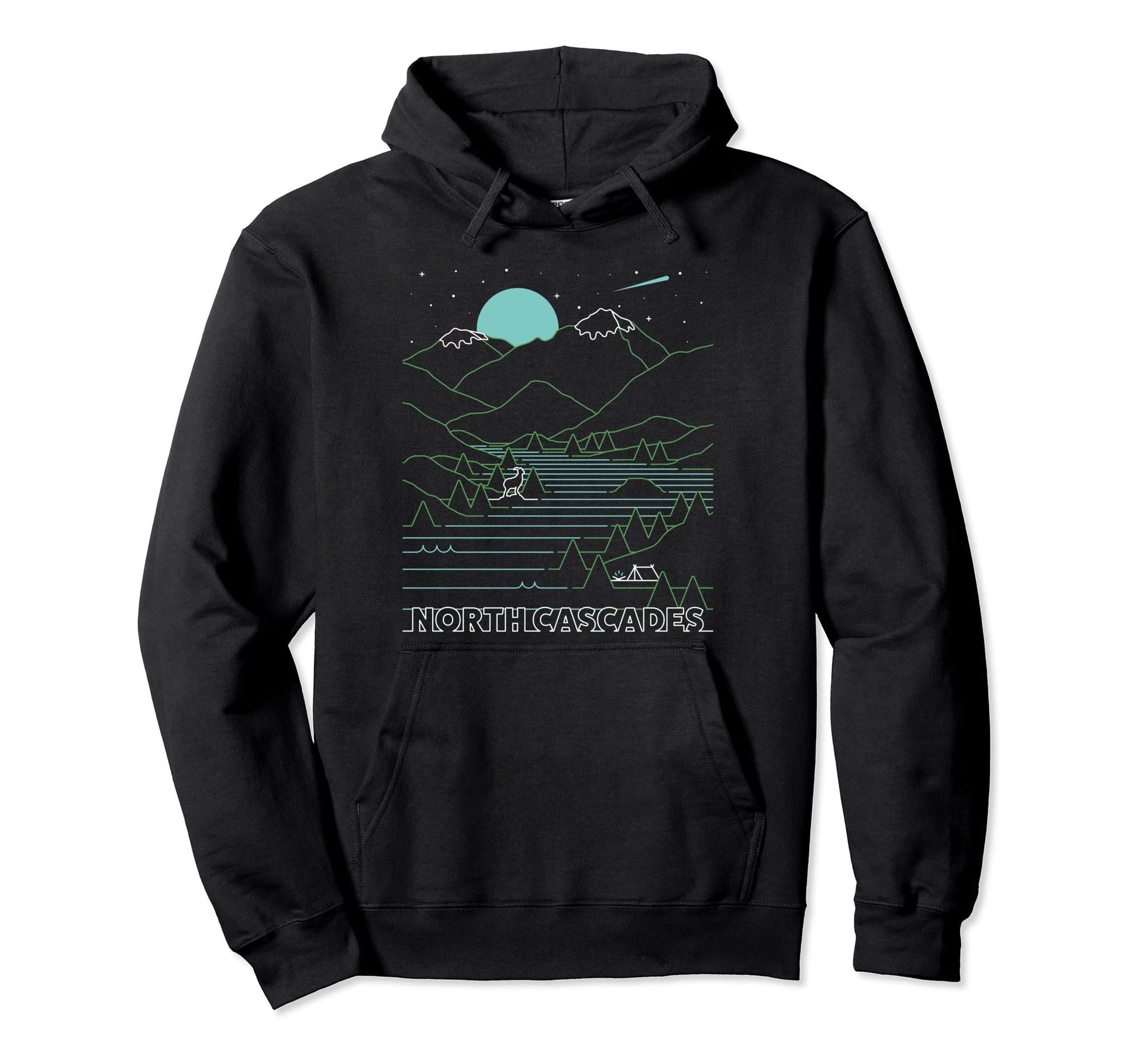 Night Time North Cascades National Park Hoodie - Fun Novelty Design Unisex - T-Shirt, Sweatshirt, Hoodie