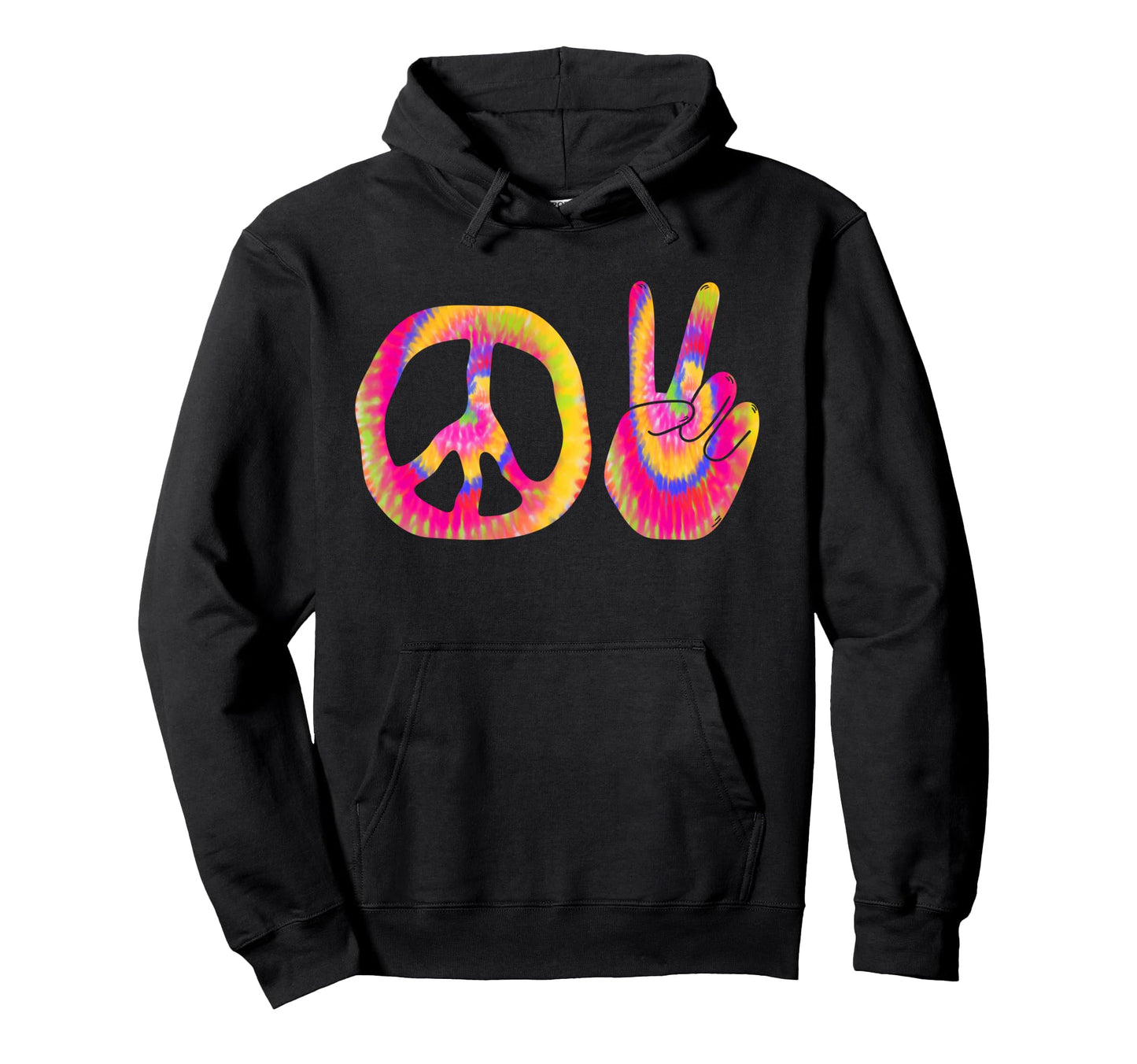 Tie Dye Groovy Peace Sign Hippie 60S 70S Hoodie - Trendy Graphic Unisex - T-Shirt, Sweatshirt, Hoodie