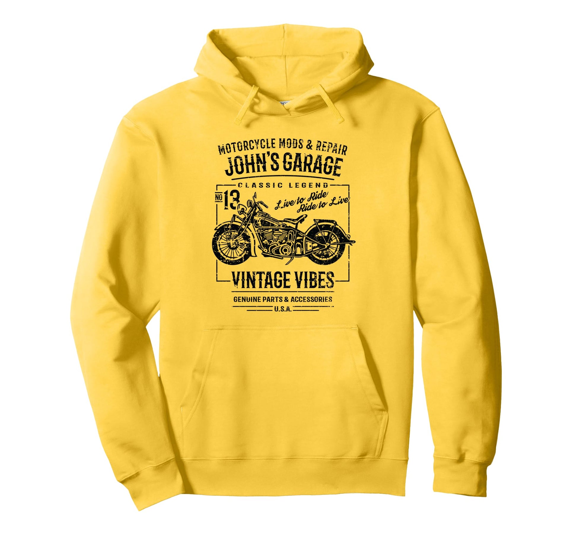 Johns Garage Motorcycle Name John Hoodie - Fun Novelty Design Men Women - T-Shirt, Sweatshirt, Hoodie